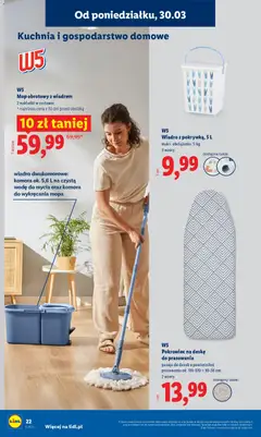 Pogląd oferty "Mop obrotowy z wiadrem, 2 nakładki w zestawie * najniższa cena z 30 dni przed obniżką, wiadro dwukomorowe: komora ok. 5,6 L na czystą wodę do mycia oraz komora do wykręcania mopa" - ważna od 30.03.2026 | Strona: 24