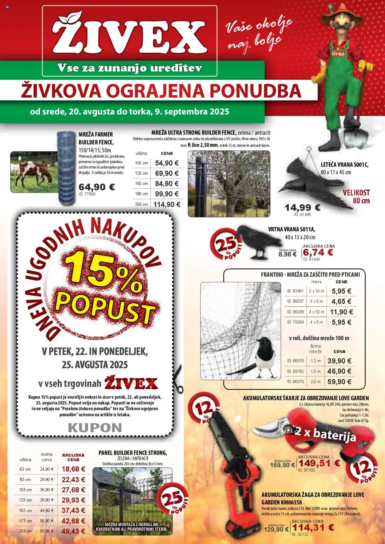 Živex katalog │ velja od 20.08.2025 | Stran: 1 | Izdelki: Baterija, Teza, Zelena