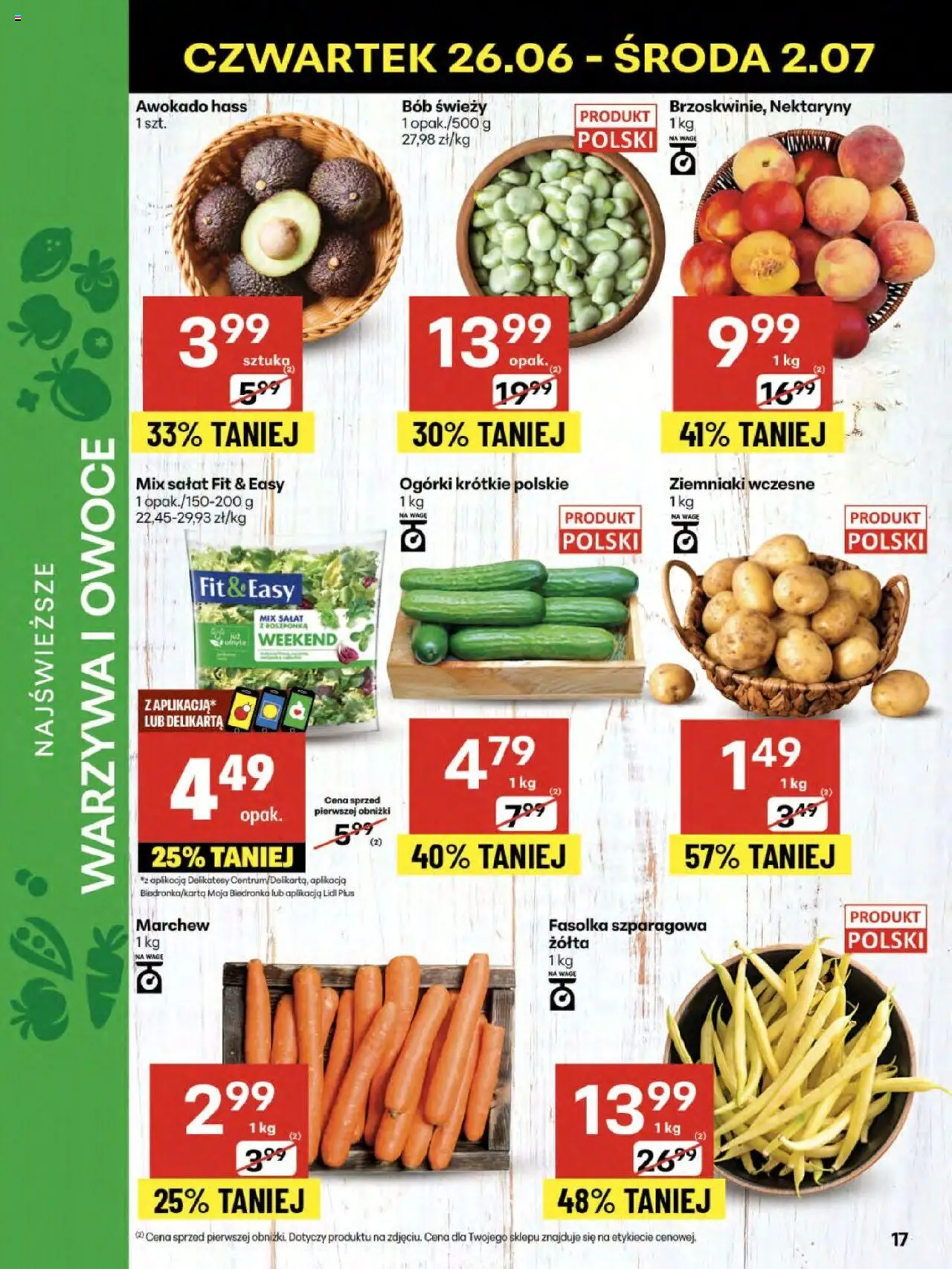 Delikatesy Centrum Gazetka - Sklepy Własne od 26.06.2025 | Strona: 17 | Produkty: Bób, Ogórki, Awokado, Ziemniaki