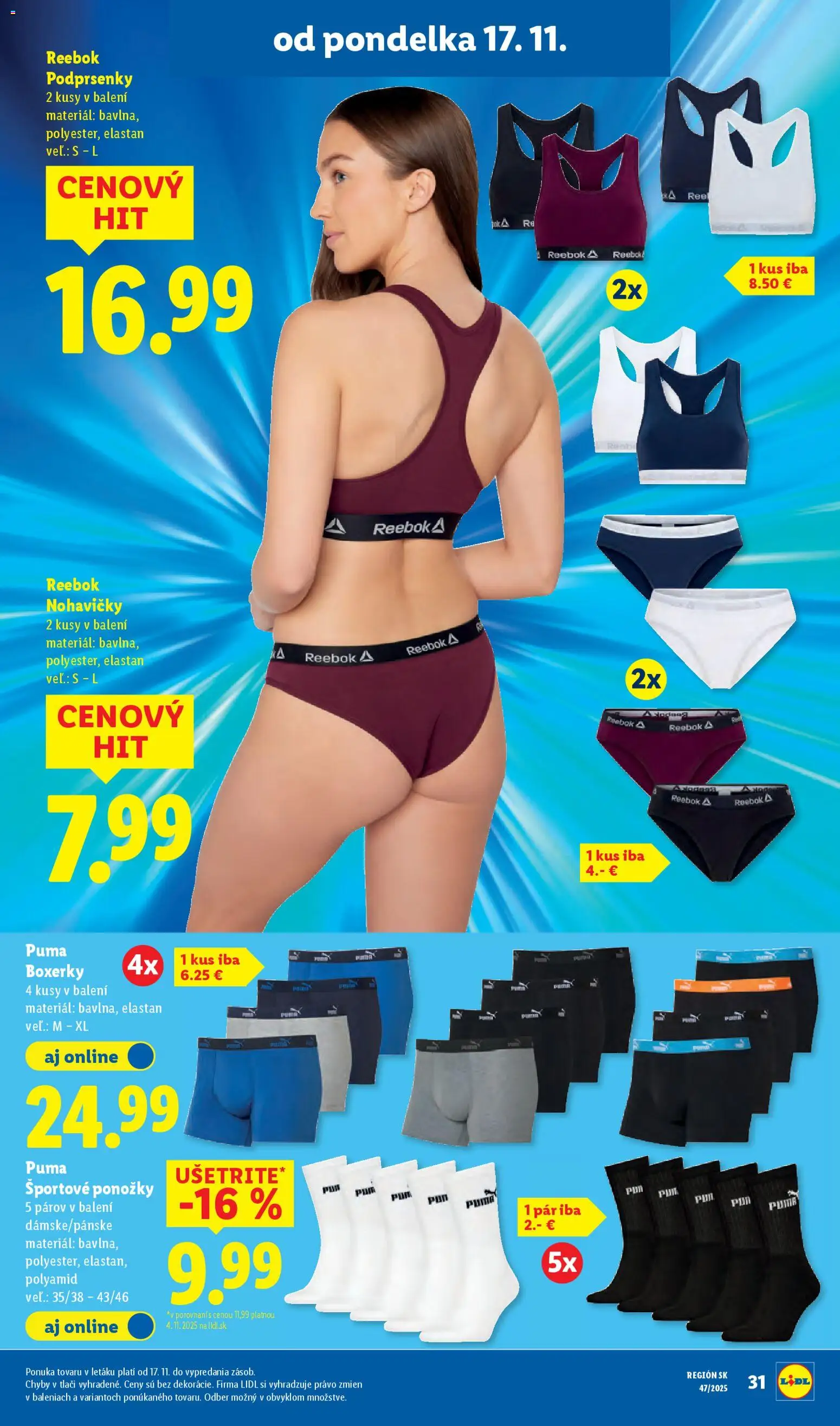 Nové Lidl akcie – leták je platný od 17.11.2025 | Strana: 43 | Produkty: Nohavičky, Ponožky, Boxerky