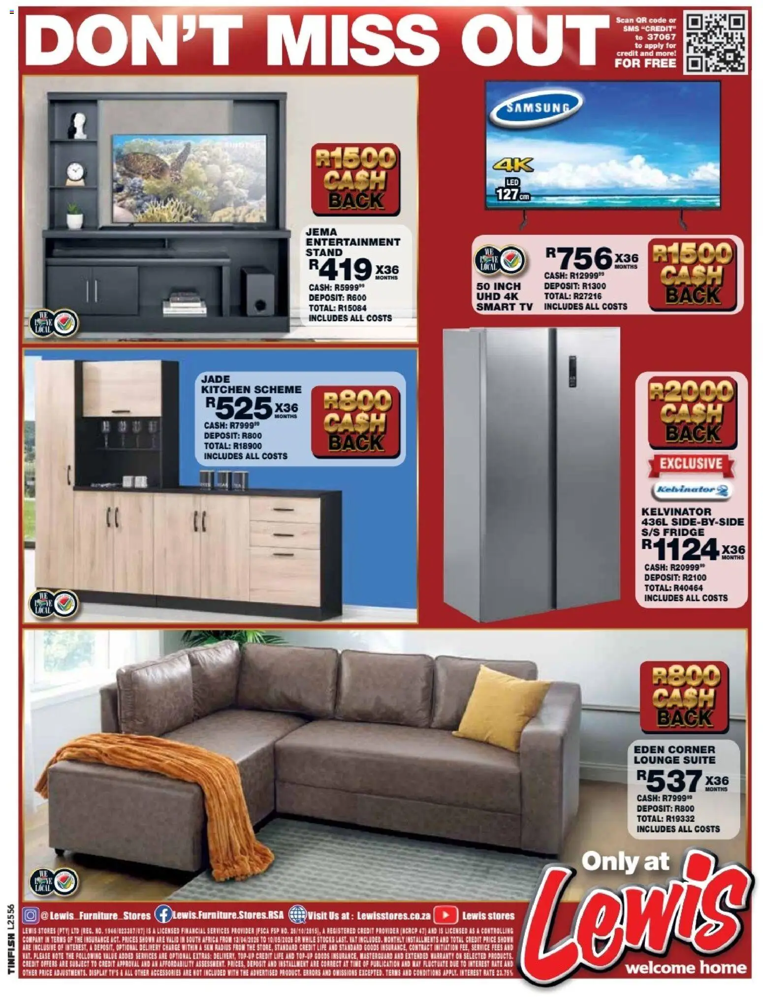 New Lewis Stores catalogue – valid from 13.04.2026 | Page: 4 | Products: TV, Fridge, Lounge suite