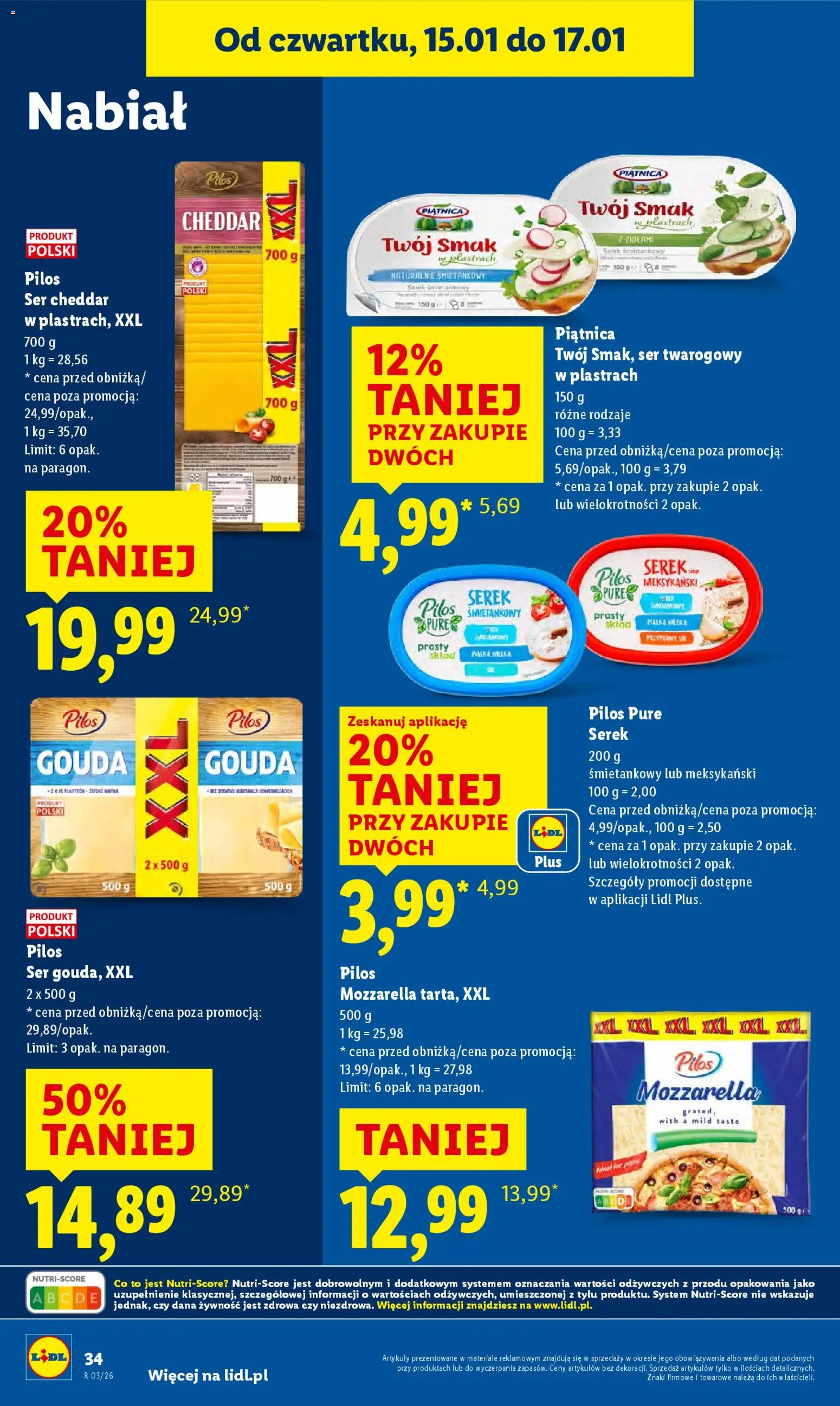 Lidl Gazetka od 15.01.2026 | Strona: 34 | Produkty: Cream cheese, Serek, Pizza, Cheddar