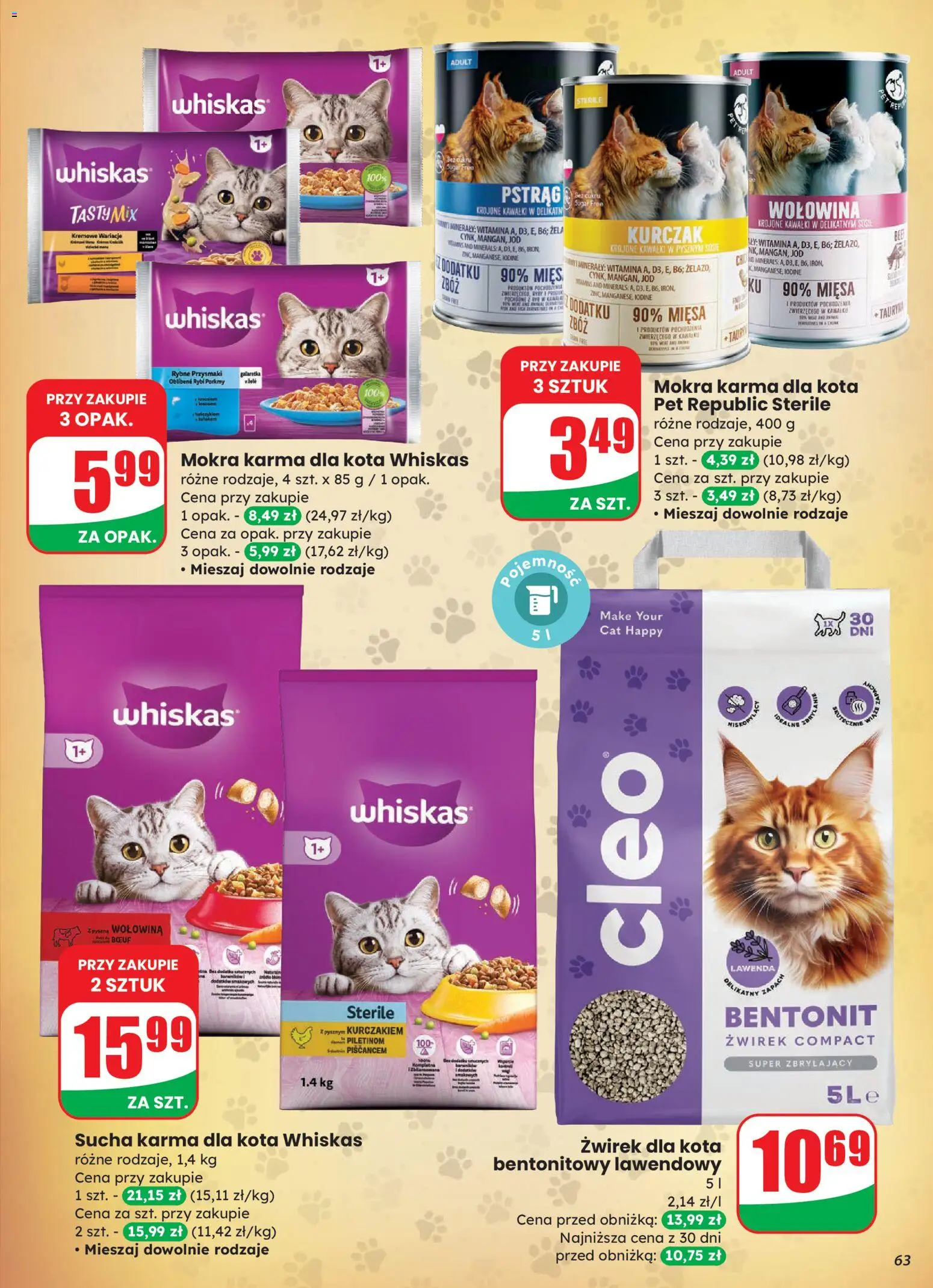 Dino Gazetka od 12.11.2025 | Strona: 63 | Produkty: Galaretka, Żwirek dla kota, Karma dla kota, Wołowina