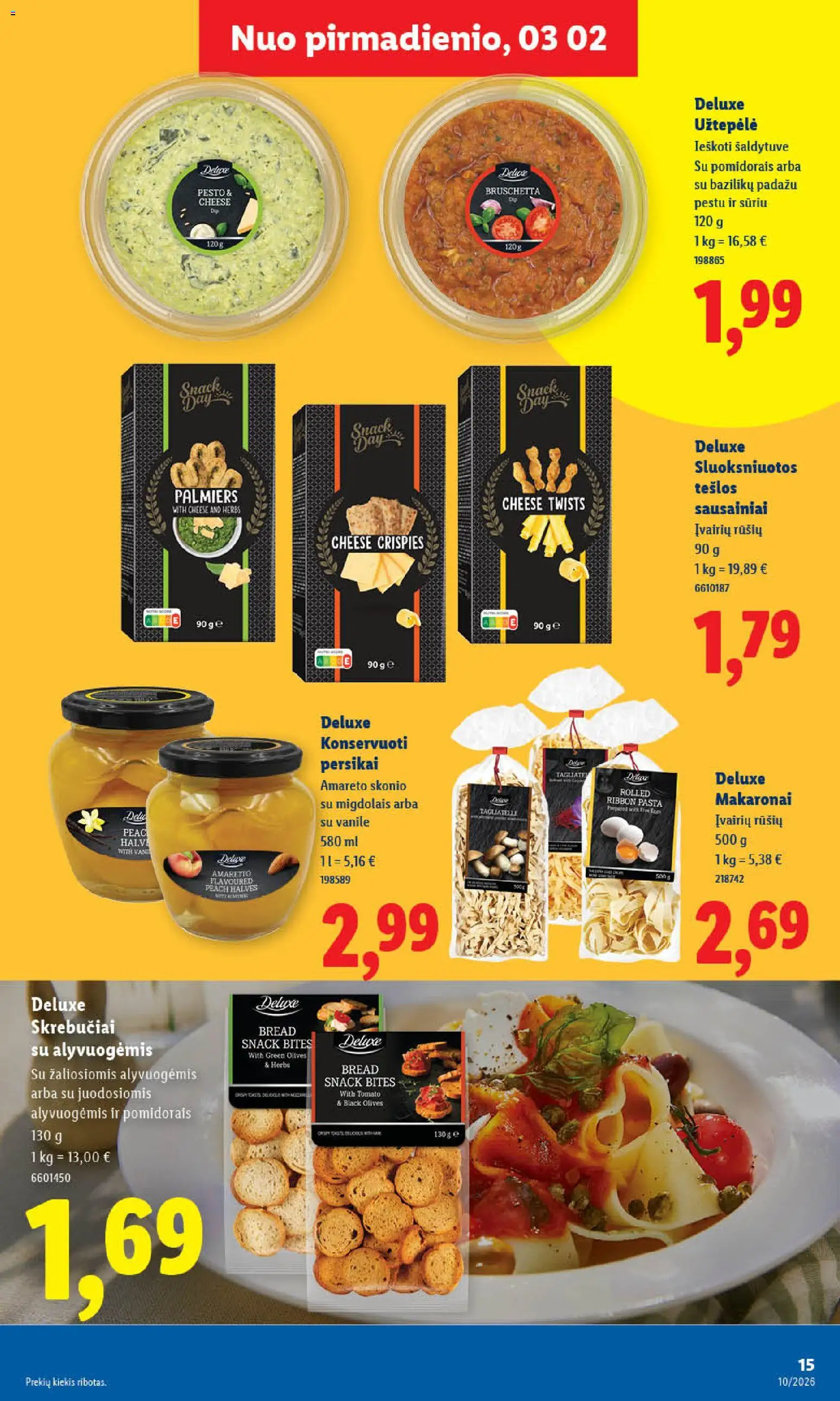 LIDL akcijos nuo 02.03.2026 | Puslapis: 15 | Prekių: Sausainiai, Užtepėlė, Makaronai
