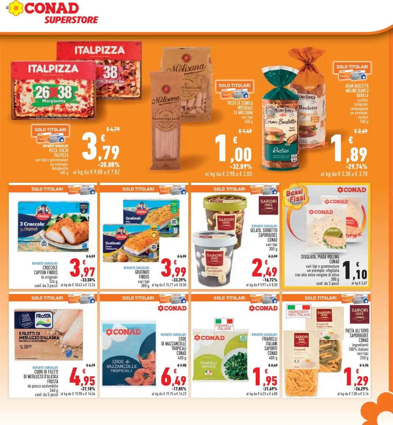 Volantino Conad del 09.10.2025 | Pagina: 15 | Prodotti: Merluzzo, Patate, Mazzancolle, Pasta