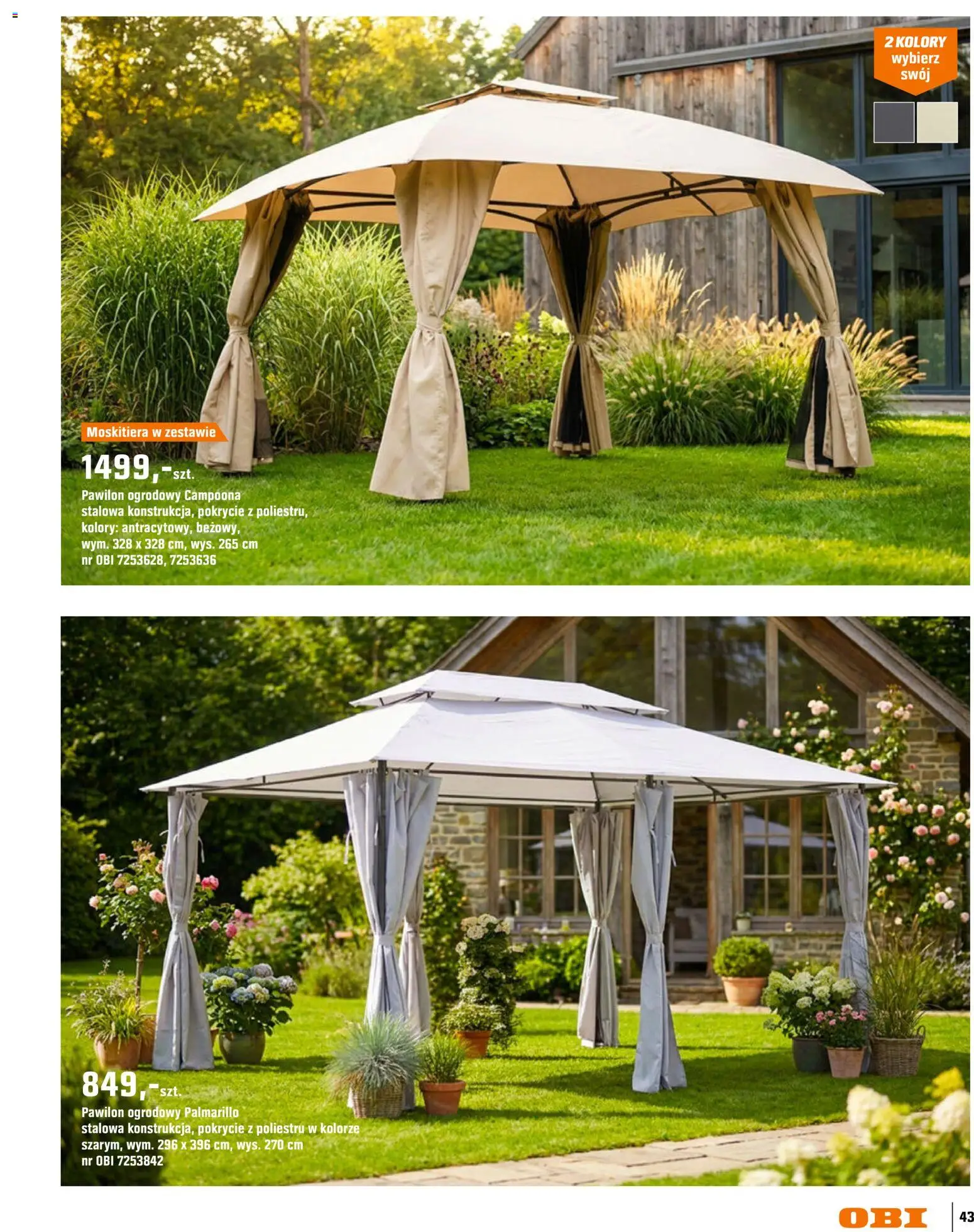 OBI gazetka - Ogród od 11.03.2026 | Strona: 43 | Produkty: Pawilon ogrodowy