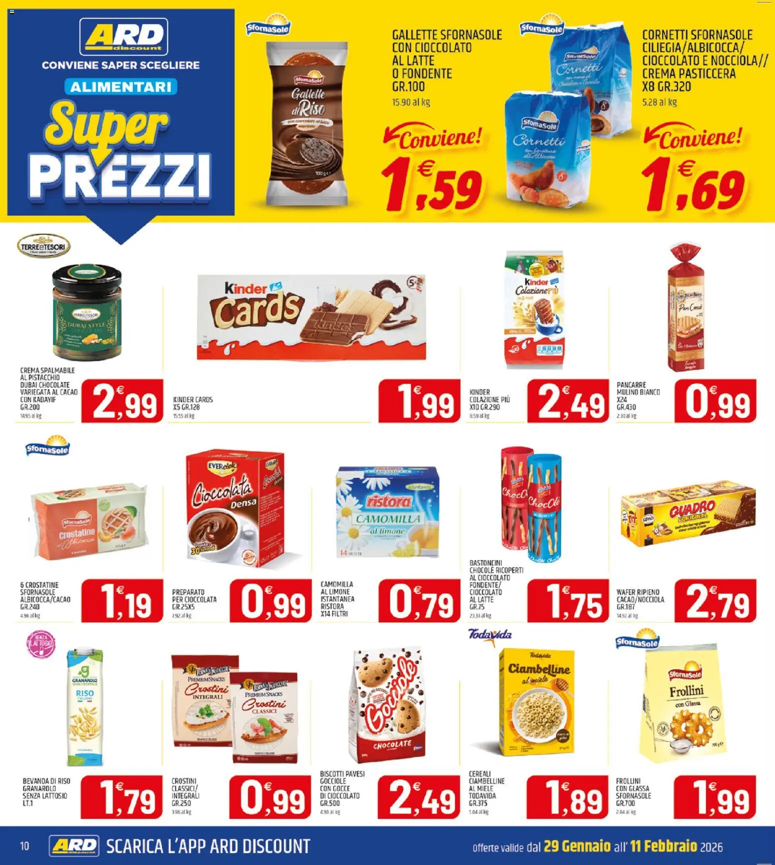 Volantino ARD Discount del 29.01.2026 | Pagina: 10 | Prodotti: Cereali, Biscotti, Latte, Crostatine