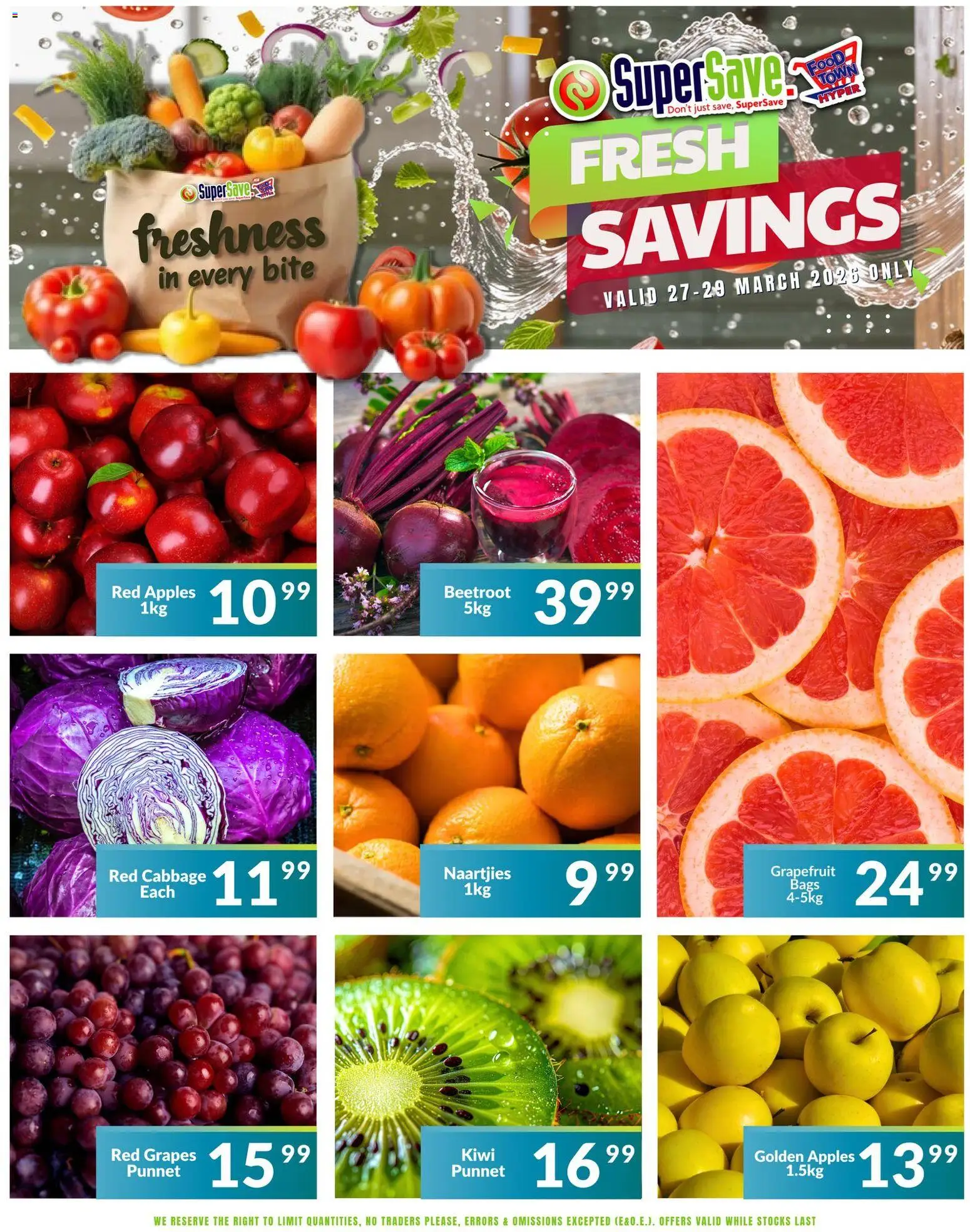 New Super Save catalogue – valid from 27.03.2026 | Page: 5 | Products: Apples, Kiwi, Grapefruit, Grapes