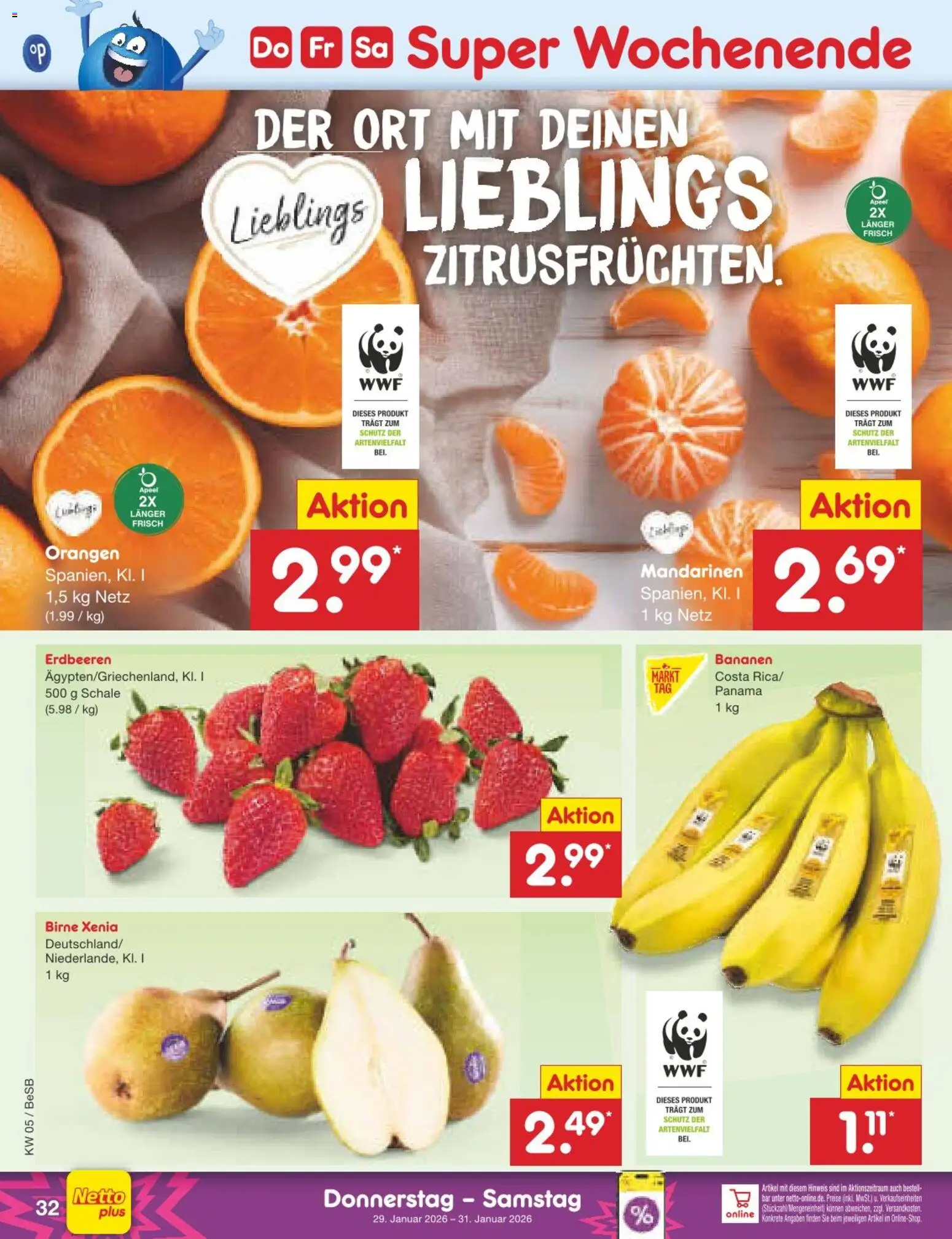 Netto Marken-Discount Prospekt 	 – gültig ab 26.01.2026 | Seite: 40 | Produkte: Mandarinen, Orangen, Birne, Erdbeeren