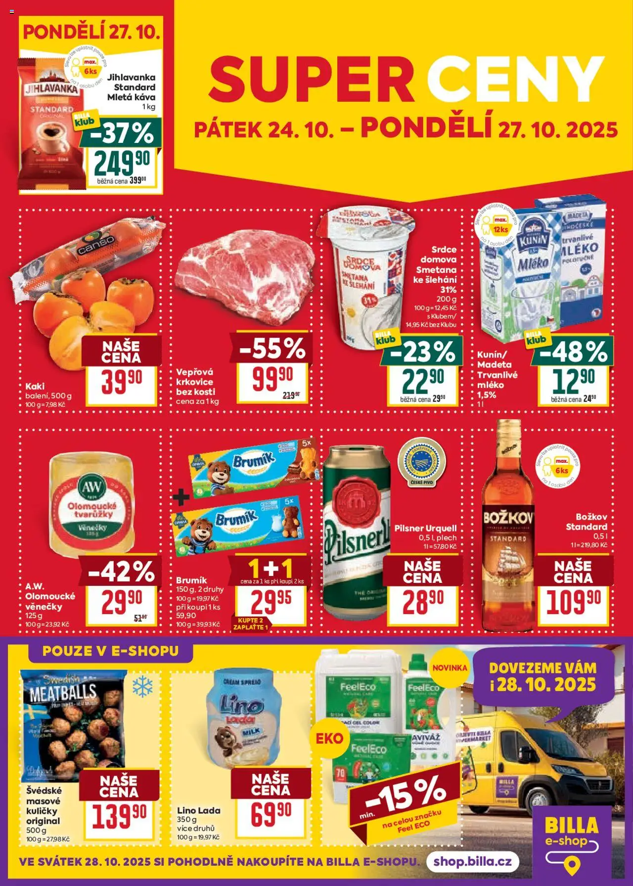 Billa Velký leták od 22.10.2025 | Strana: 38 | Produkty: Pilsner, Kaki, Božkov, Brumik