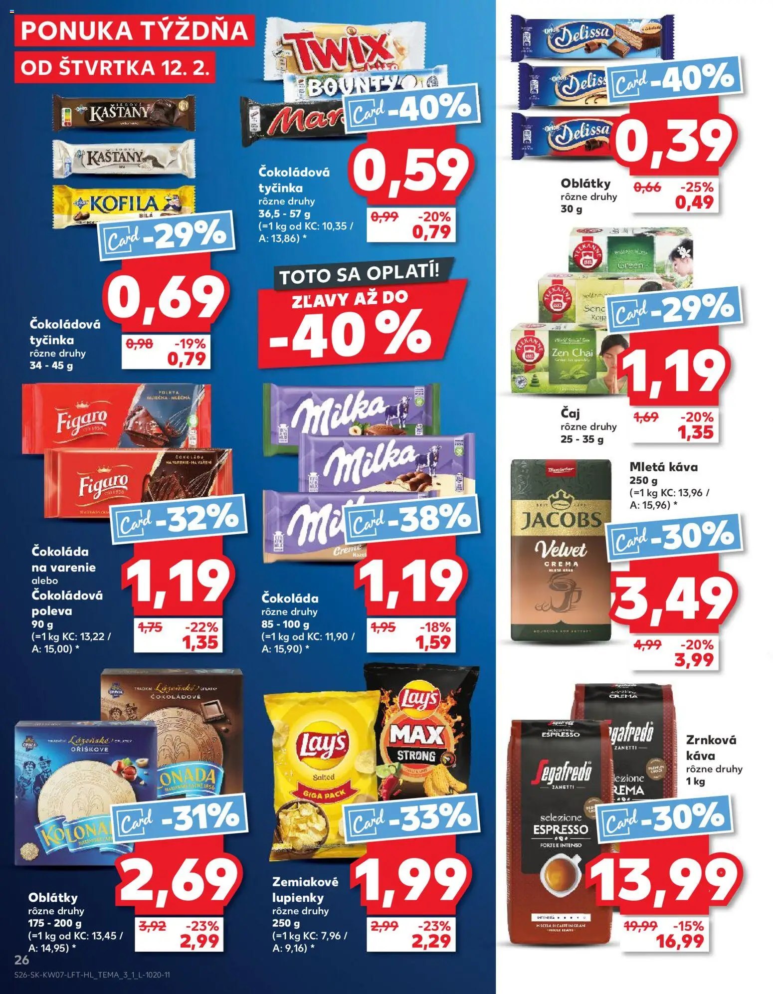 Nové Kaufland akcie – leták je platný od 12.02.2026 | Strana: 26 | Produkty: Čaj, Čokoláda, Milka, Teekanne