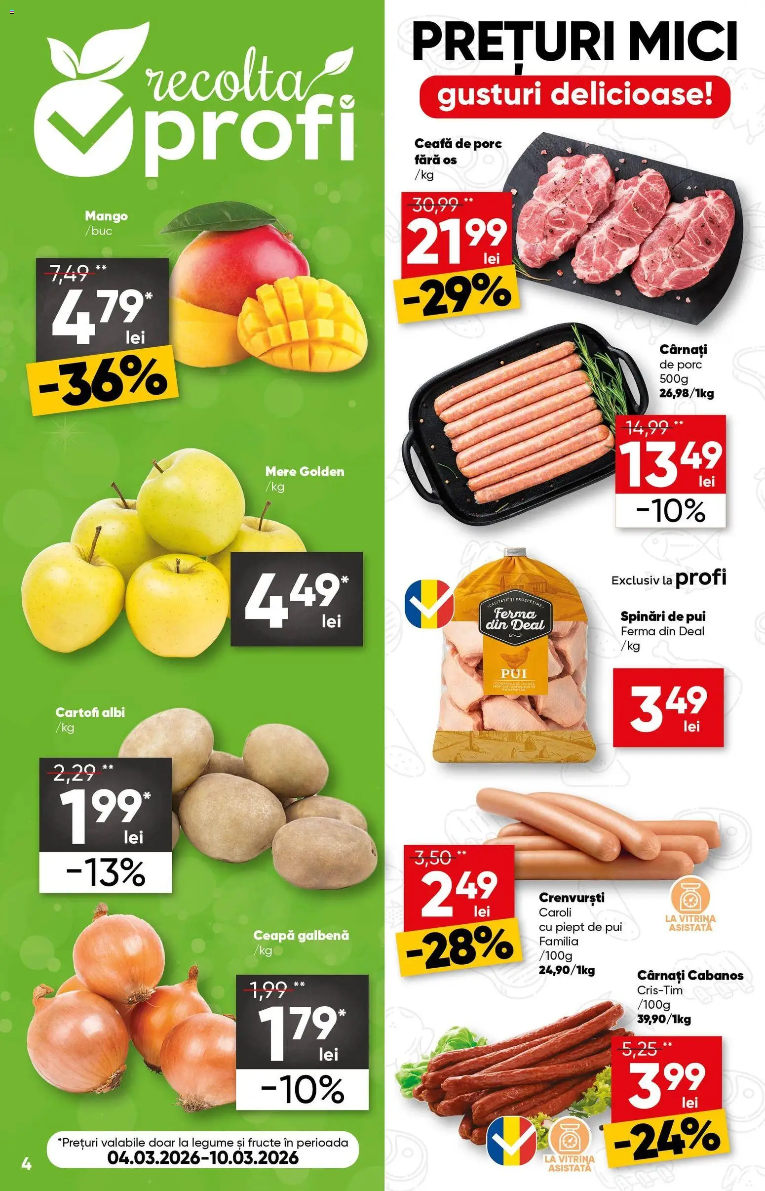 Noul catalog Profi – valabil de la 04.03.2026 | Pagină: 4 | Produse: Crenvurști, Cartofi, Fructe, Mango