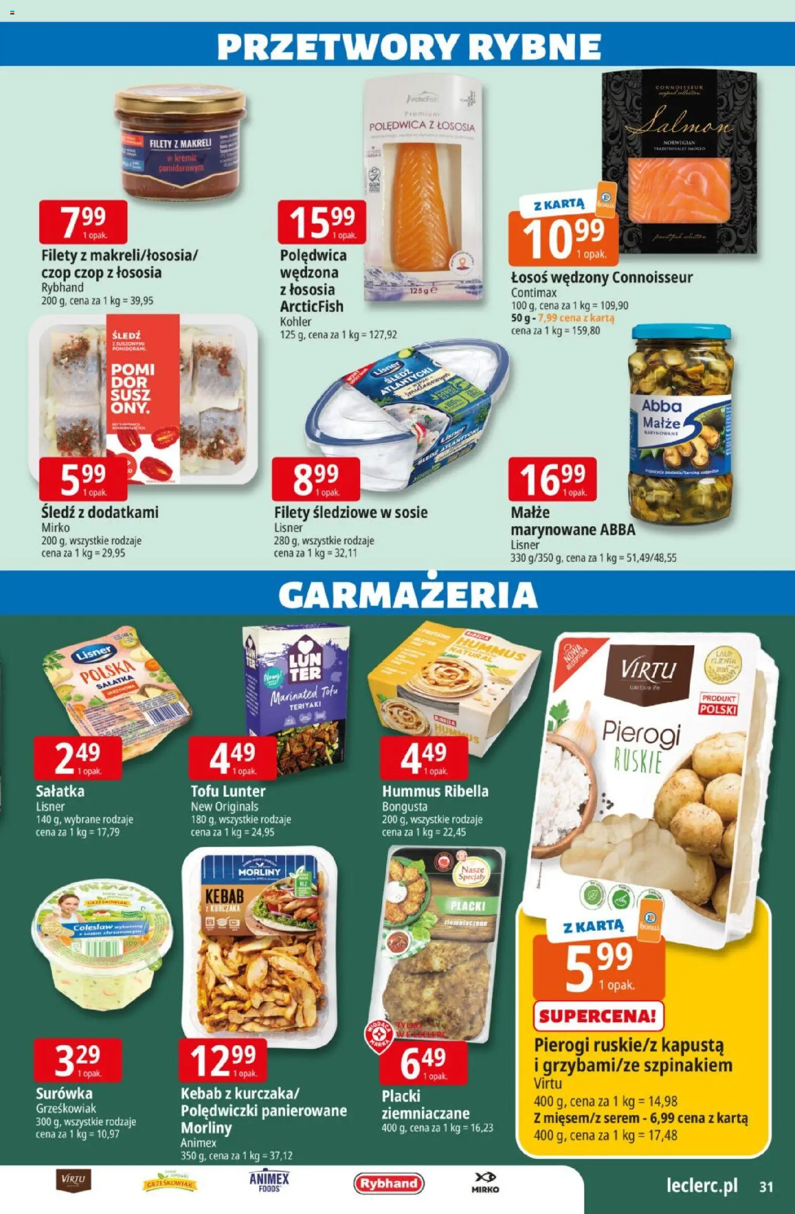 E.Leclerc gazetka od 10.03.2026 | Strona: 31 | Produkty: Kapusta, Śledź, Łosoś, Tofu