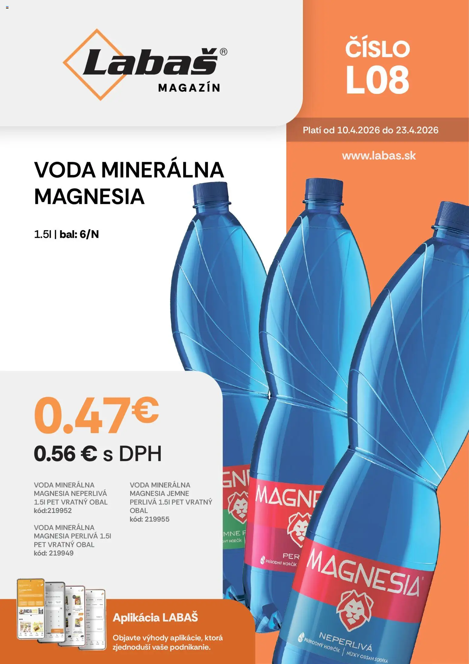 Nové Labaš akcie – leták je platný od 10.04.2026 | Strana: 36 | Produkty: Magnesia, Voda, Minerálna voda