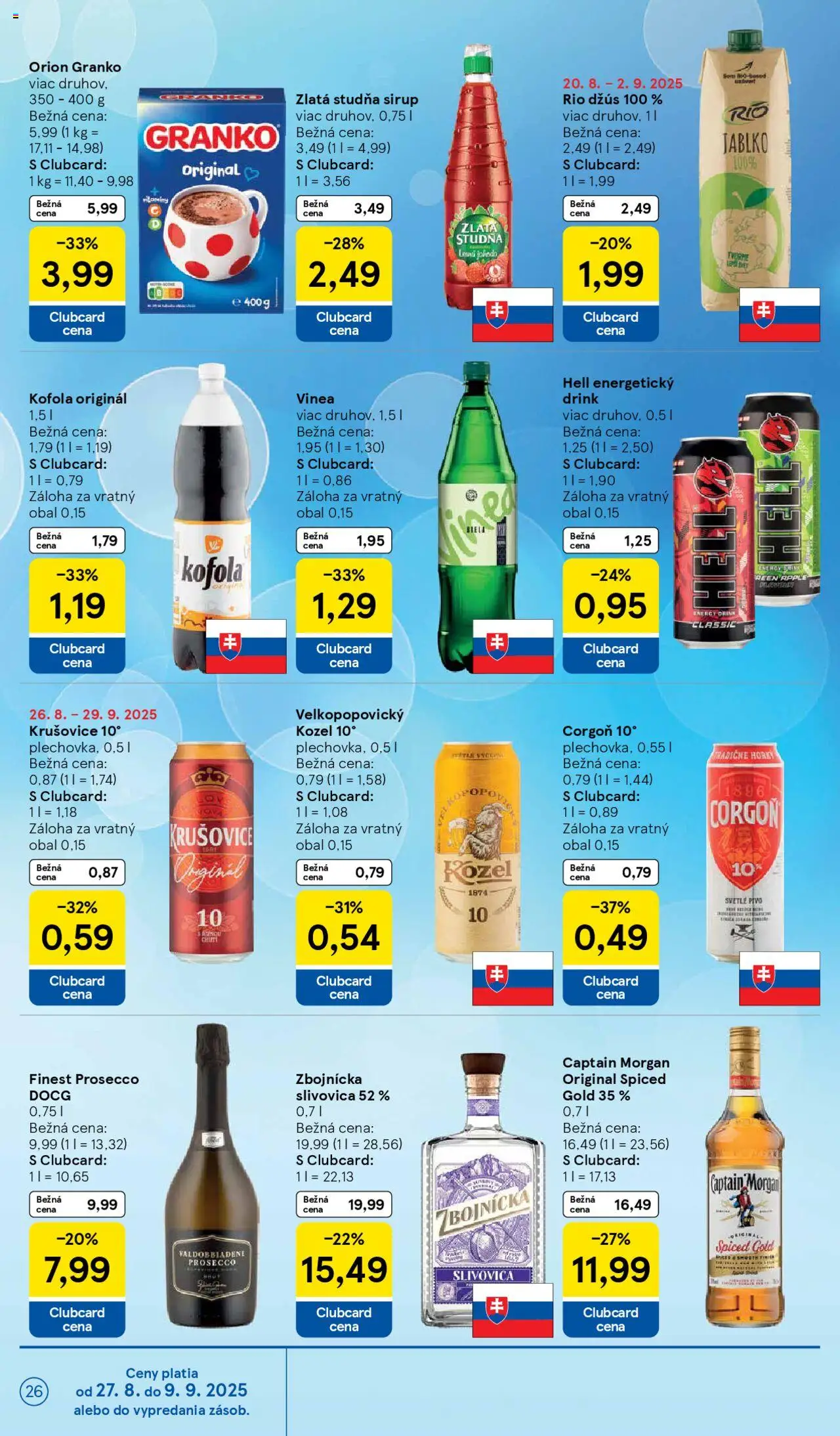 Tesco Hypermarket - leták │ platný od 27.08.2025 | Strana: 26 | Produkty: Pivo, Krušovice, Rum, Granko