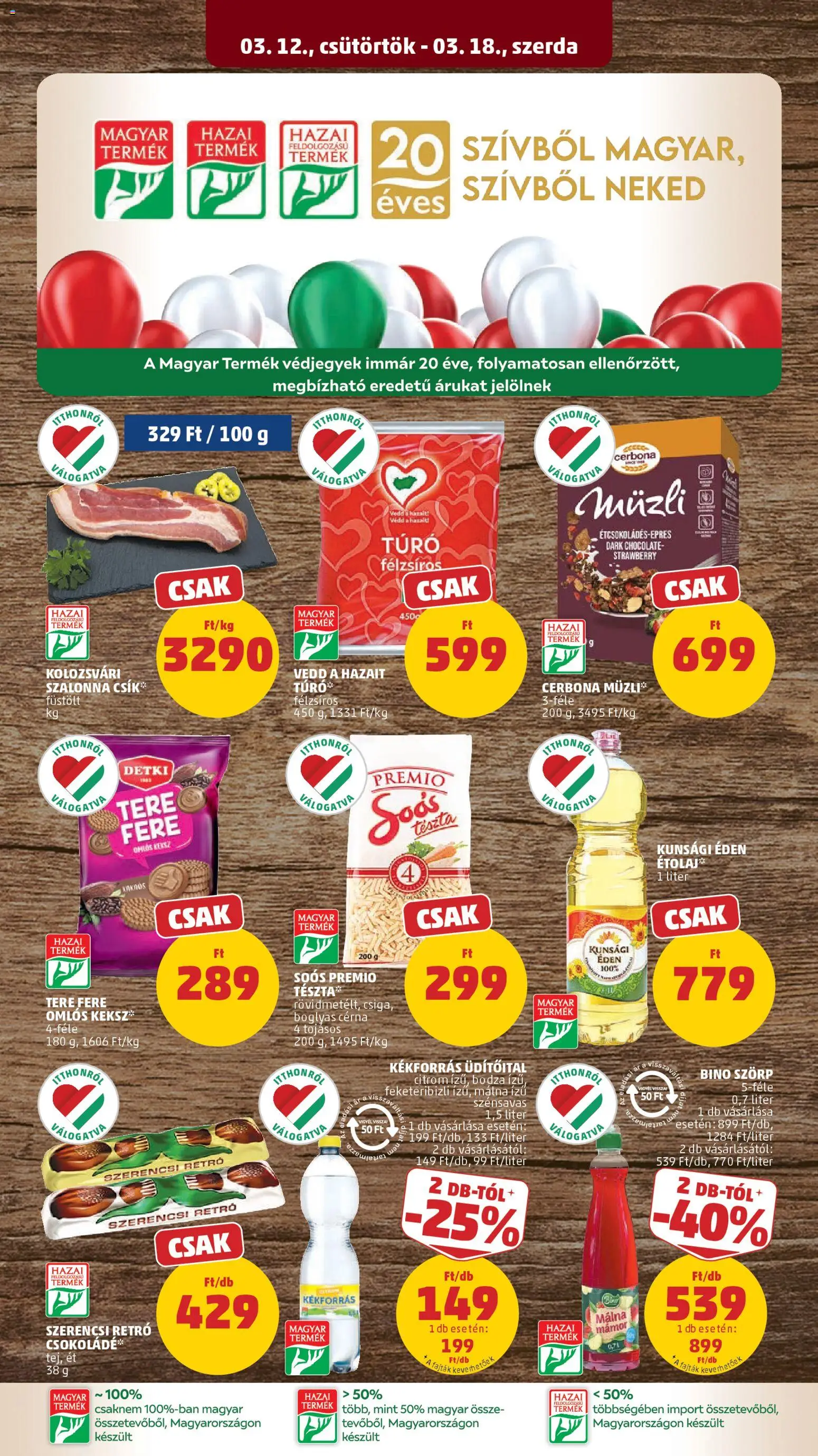 PENNY akciós ujság - amely érvényes a következő dátumtól: 12.03.2026 | Oldal: 13 | Termékek: Szörp, Csokoládé, Szalonna, Keksz