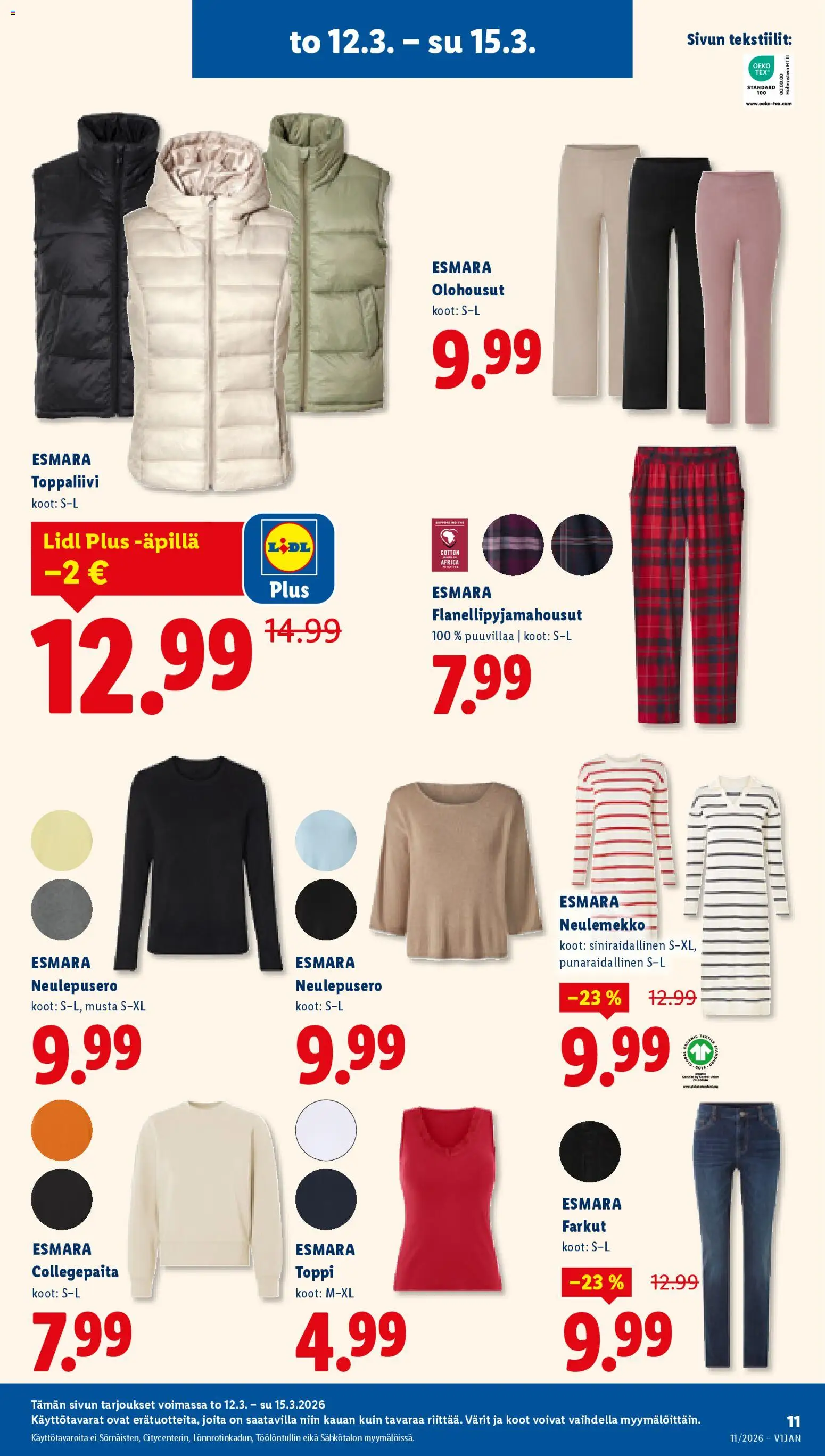 Lidl tarjoukset - Tampere – voimassa 12.03.2026 alkaen | Sivu: 15 | Tuotteet: Toppi, Farkut