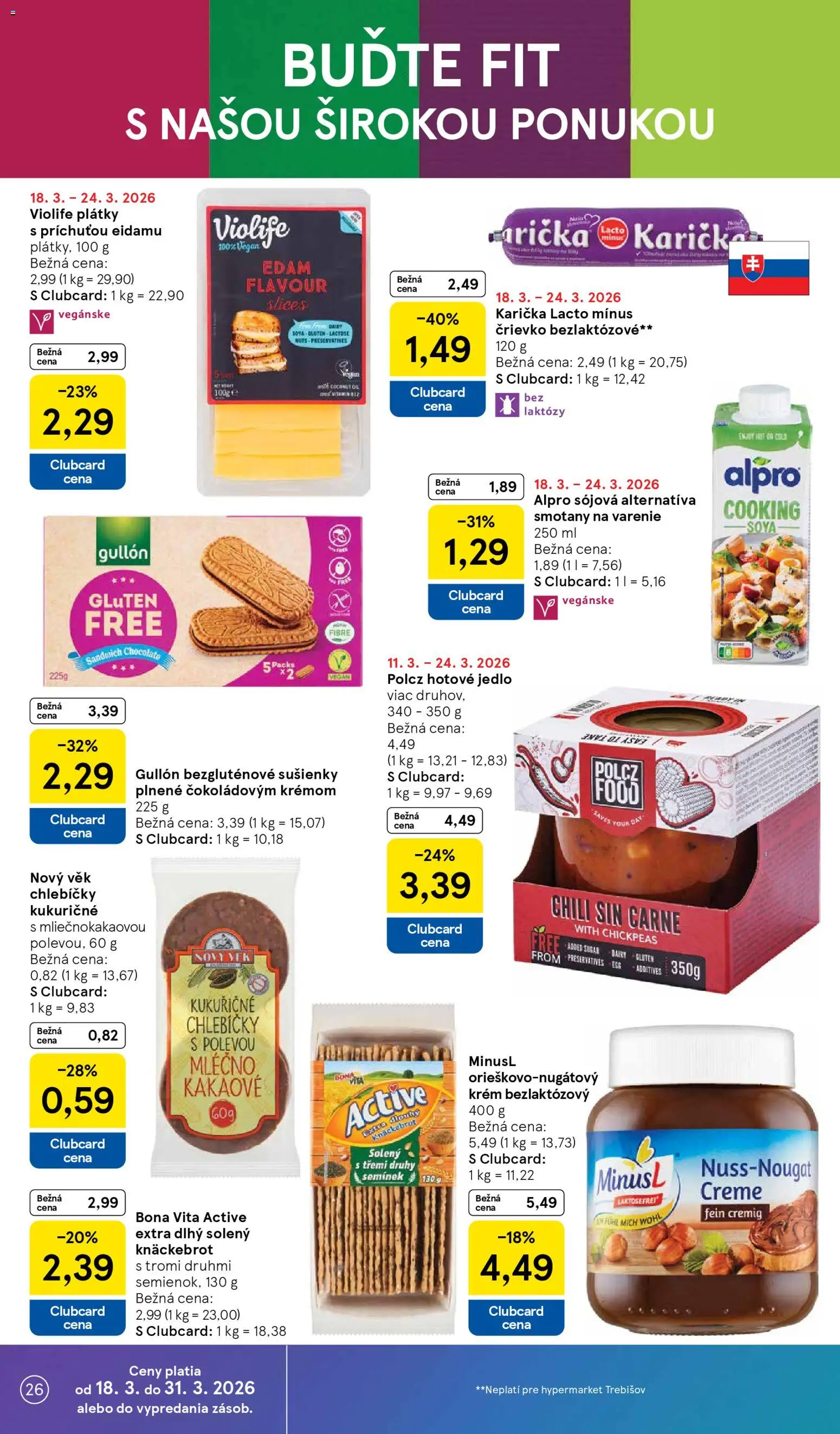 Nové Tesco akcie – leták je platný od 18.03.2026 | Strana: 26 | Produkty: Krém, Alpro