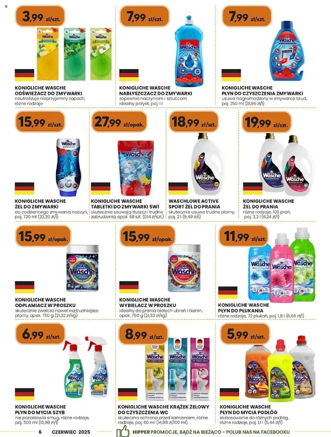 Hipper Gazetka od 29.05.2025 | Strona: 6 | Produkty: Odświeżacz, Nabłyszczacz do zmywarki, Płyn do mycia szyb, Odplamiacz