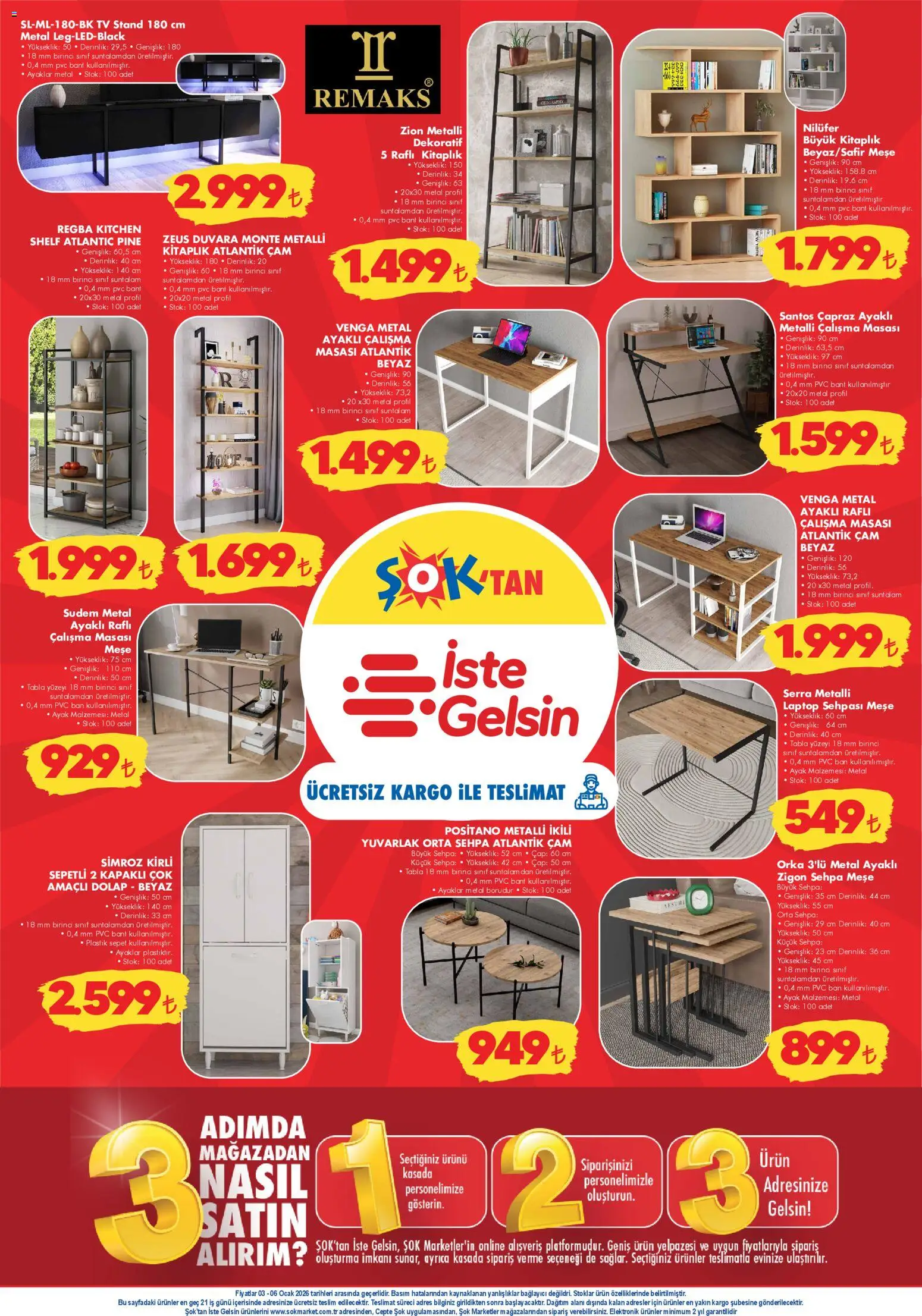 Şok Market Hafta sonu fırsatları - 03.01.2026 tarihinden itibaren geçerlidir | Sayfa: 3 | Ürünler: Kitaplık, Laptop, Bağlayıcı, Orta sehpa