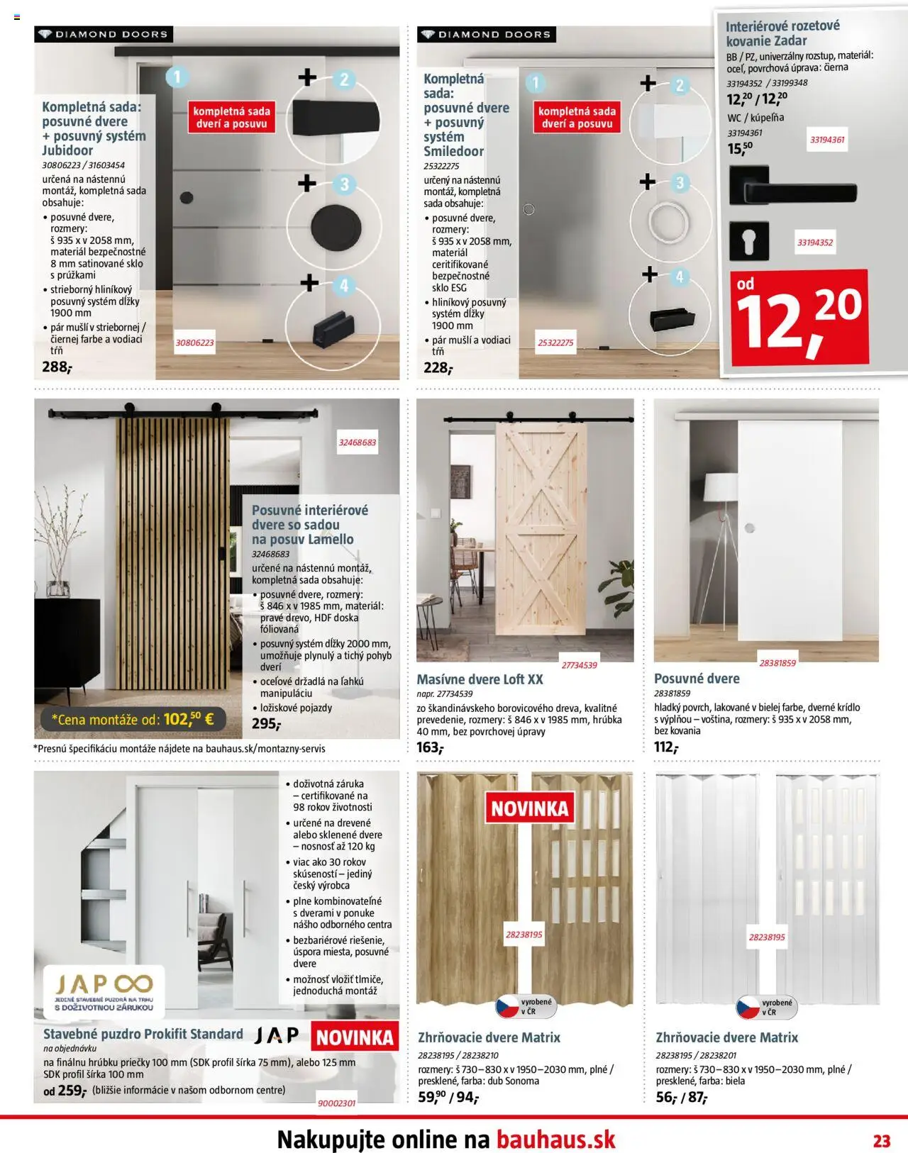 Nové Bauhaus akcie – leták je platný od 06.10.2025 | Strana: 23 | Produkty: Kúpelňa, Kovanie, Zhrňovacie dvere, Dvere