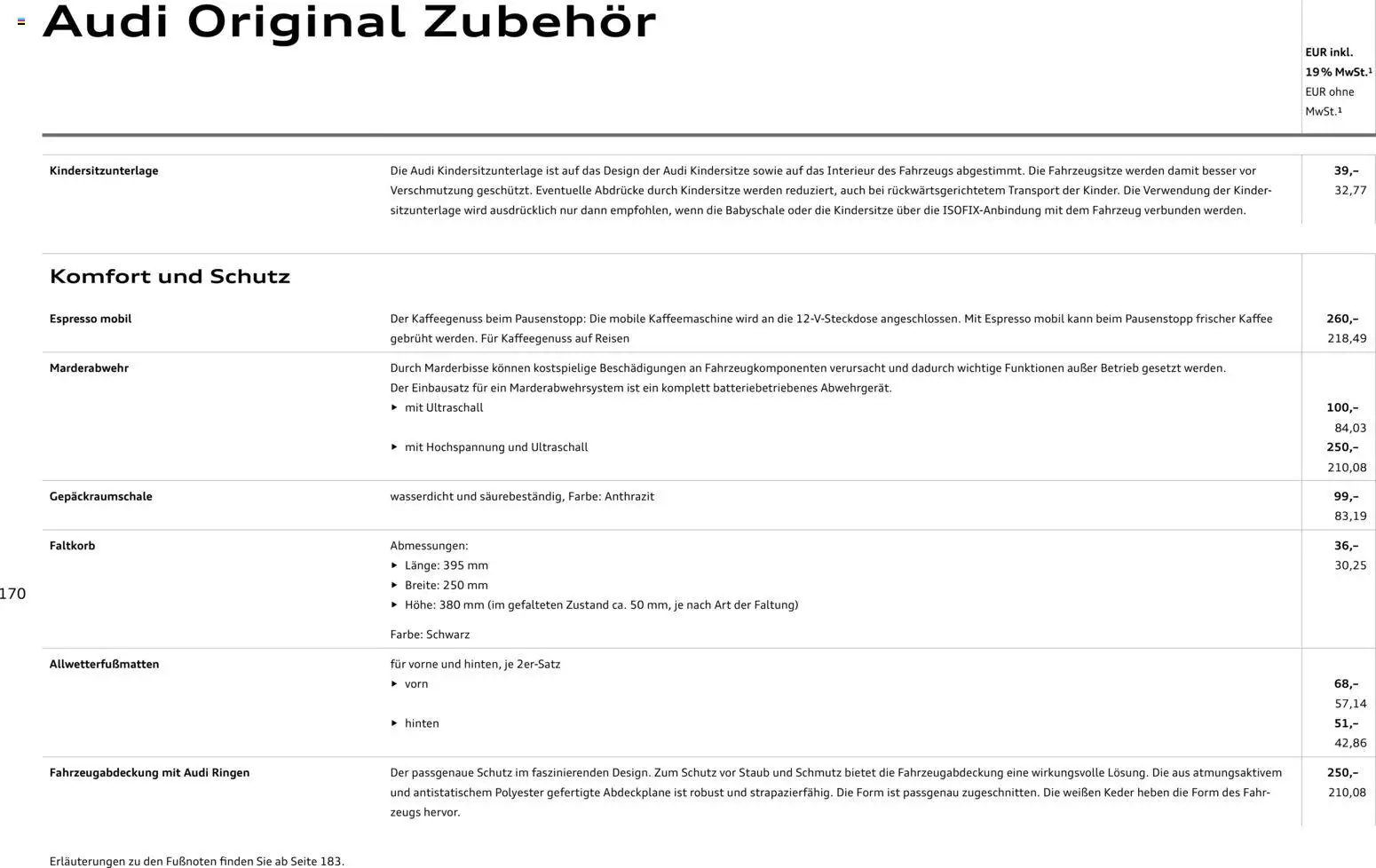 Audi A5 – gültig ab 28.10.2025 | Seite: 170