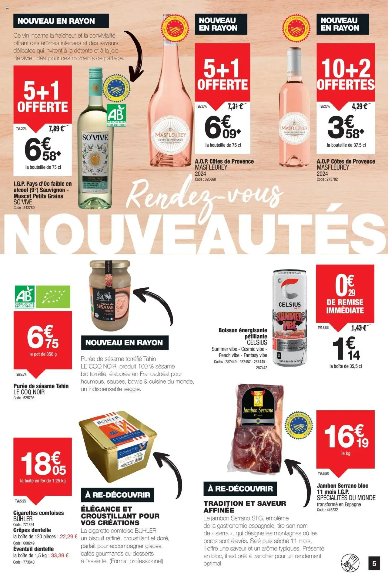  | Page: 5 | Produits: Alcool, Boisson énergisante, Jambon, Vin