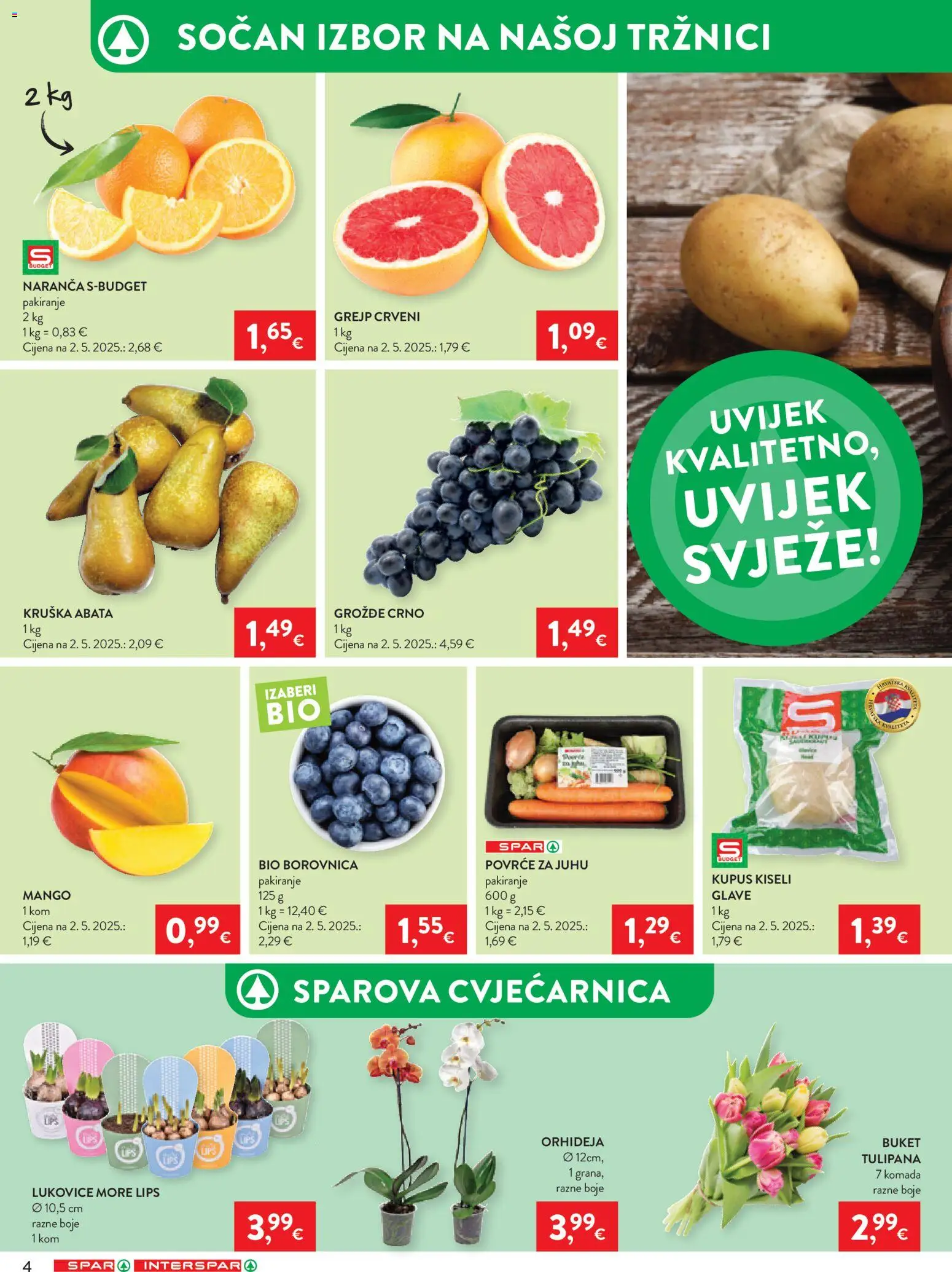 Spar katalog | vrijedi od 25.02.2026 | Stranica: 4 | Proizvodi: Grejp, Povrće, Mango, Kupus