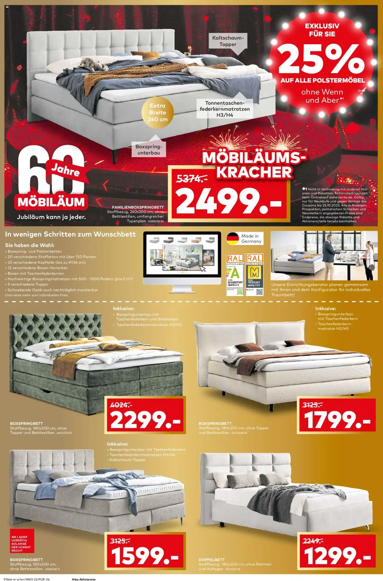 Porta! Prospekt  Potsdam – gültig ab 19.10.2025 | Seite: 4 | Produkte: Matratze, Boxspringbett, Doppelbett, Topper
