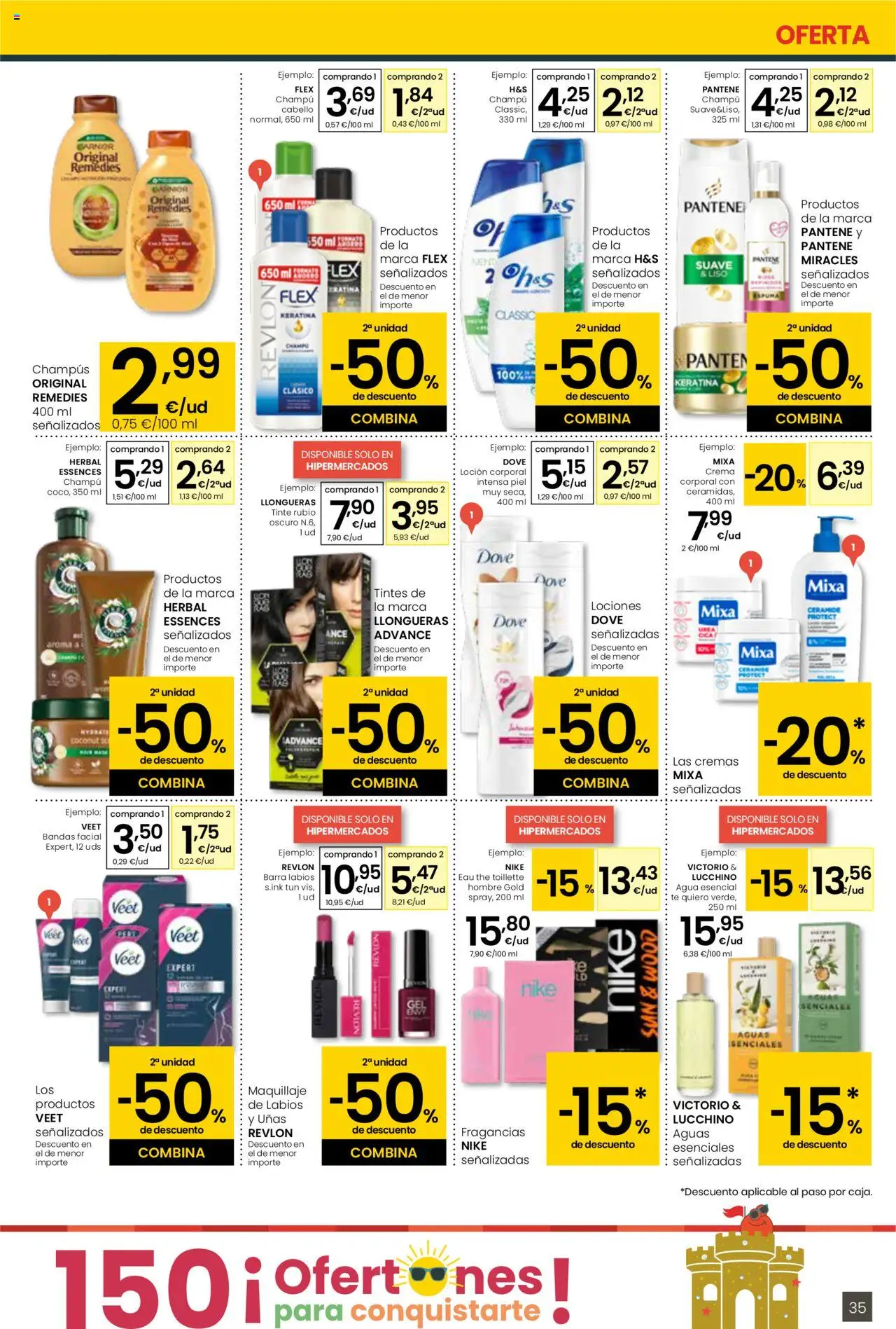 Eroski - Para conquistarte │ válido desde el 14.08.2025 | Página: 35 | Productos: Maquillaje, Tinte, Champú, Loción corporal