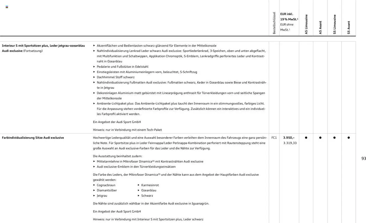 Audi A5 – gültig ab 09.01.2025 | Seite: 93