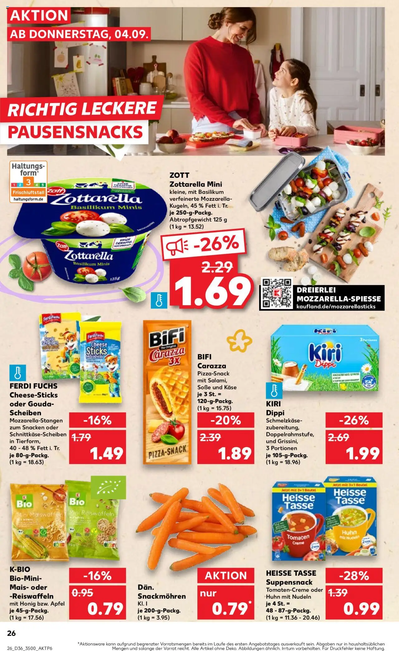 Kaufland prospekt Jena	 – gültig ab 07.09.2025 | Seite: 26 | Produkte: Käse, Bifi, Tomaten, Nudeln