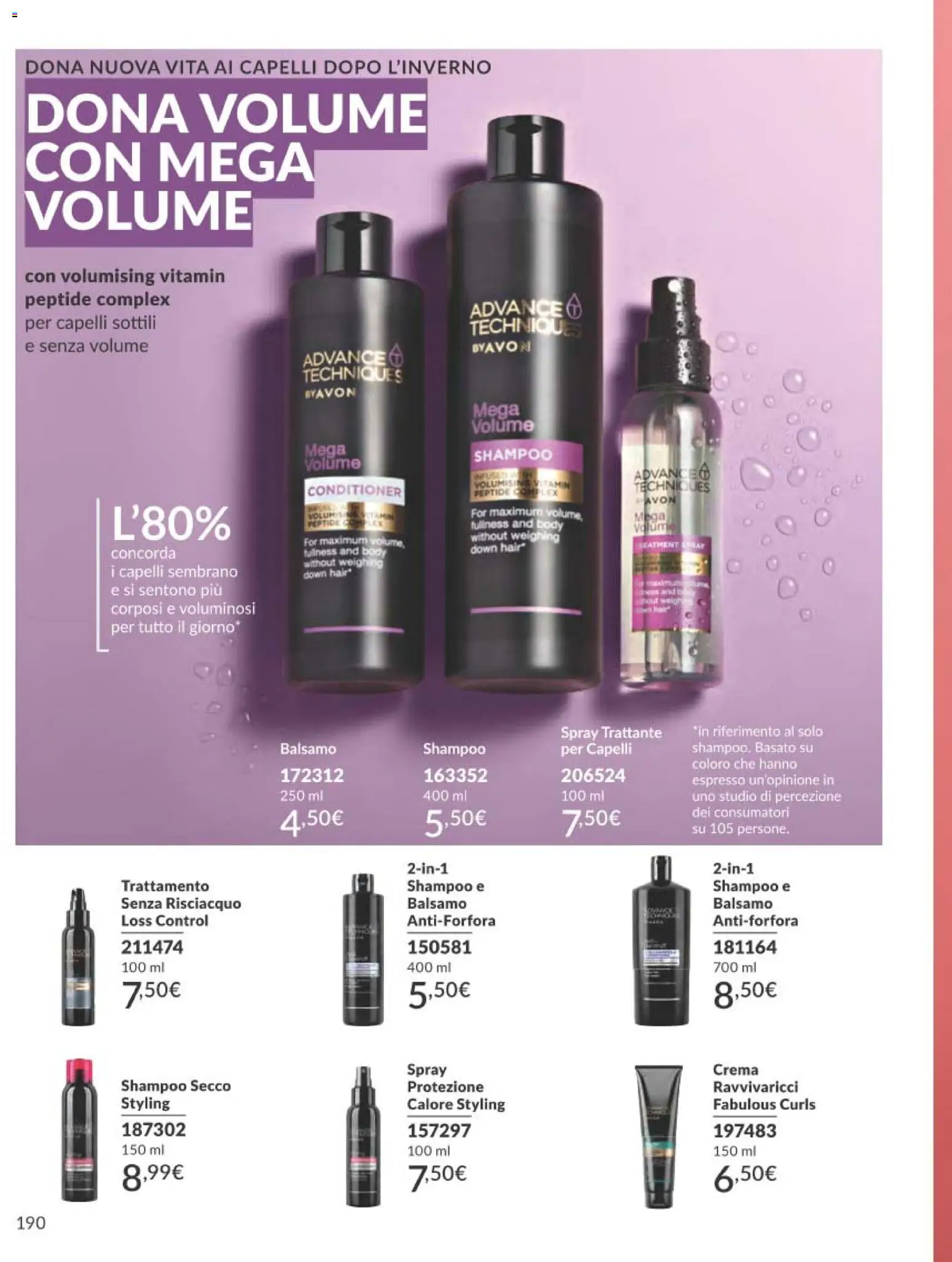 Volantino Avon del 01.03.2026 | Pagina: 190 | Prodotti: Shampoo, Balsamo, Crema