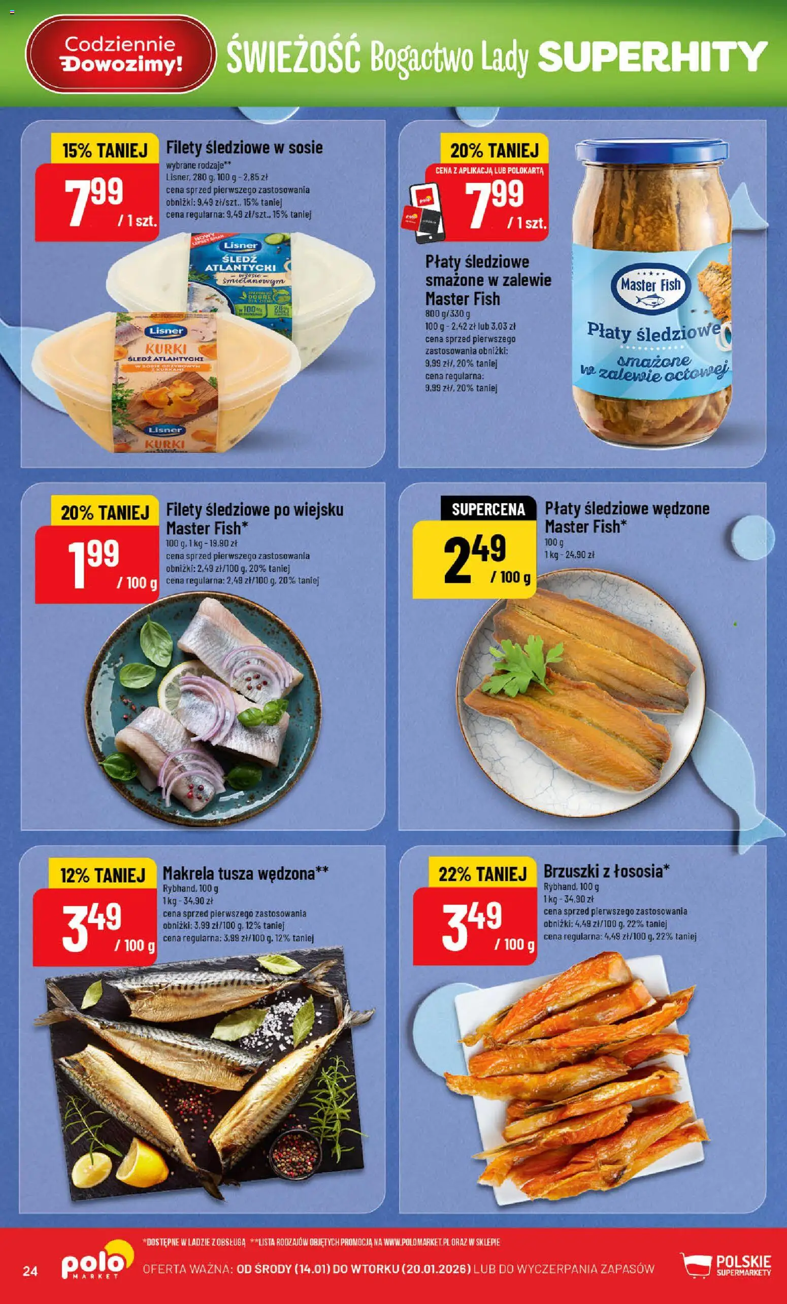 POLOmarket Gazetka od 14.01.2026 | Strona: 24 | Produkty: Śledź, Makrela