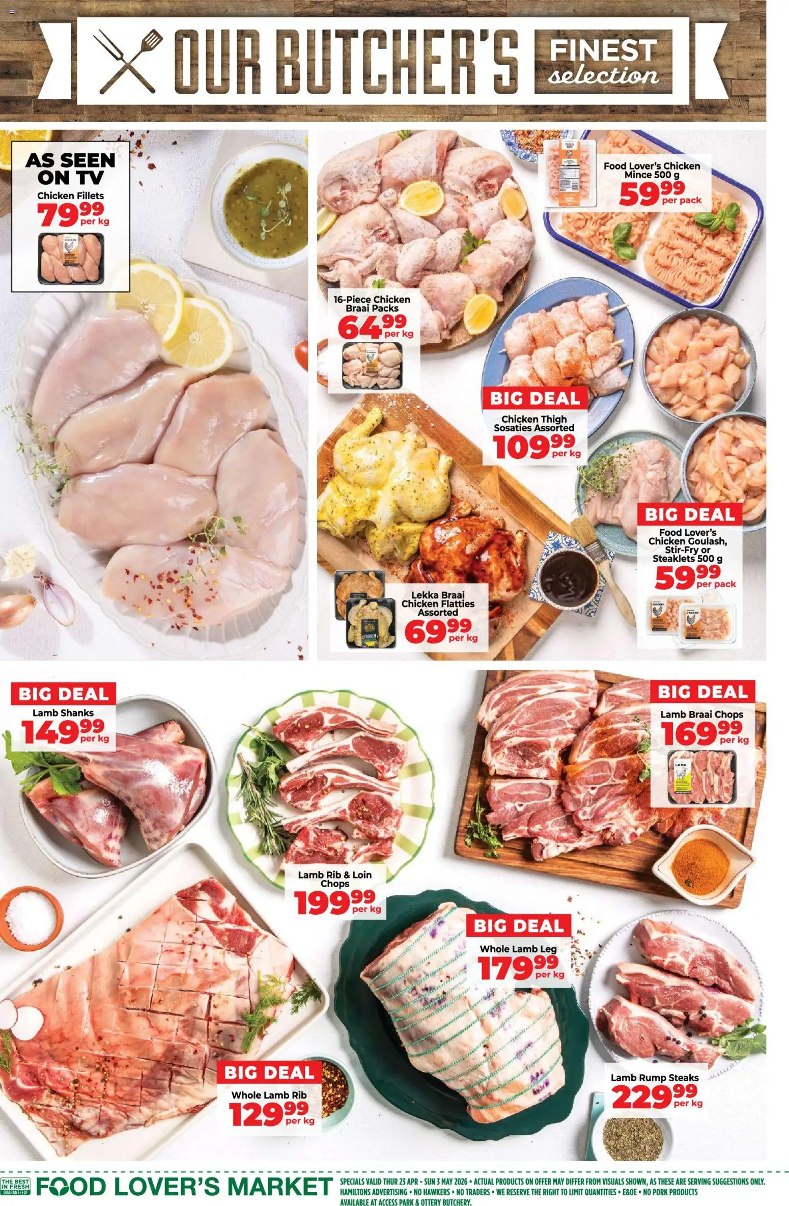 New Food Lover's Market catalogue – valid from 23.04.2026 | Page: 10 | Products: TV, Chicken, Pork