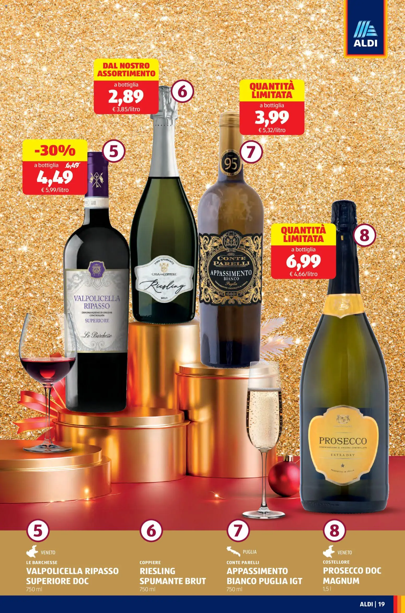 Volantino Aldi del 22.12.2025 | Pagina: 19 | Prodotti: Prosecco, Spumante, Bottiglia