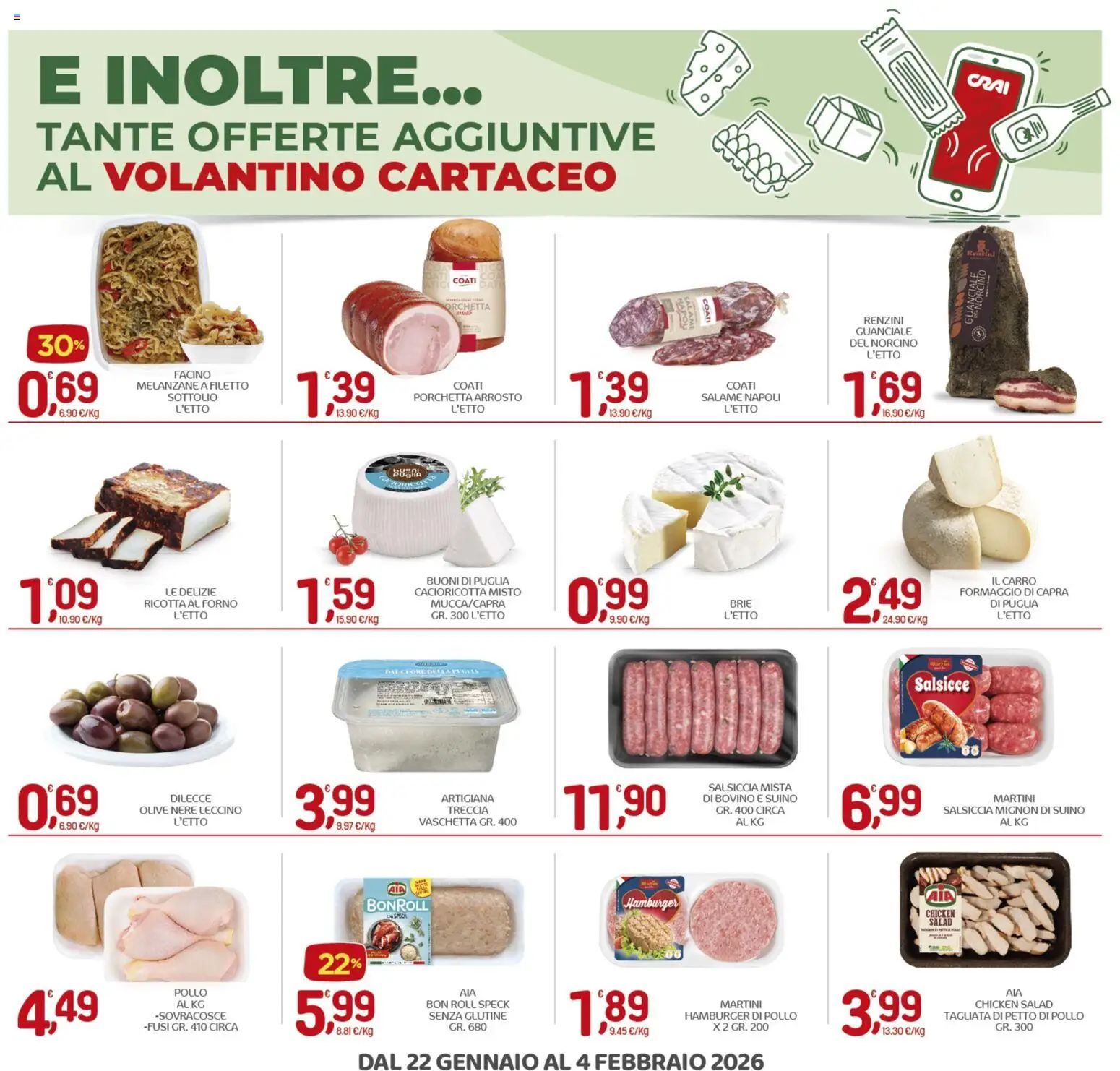 Volantino CRAI del 22.01.2026 | Pagina: 20 | Prodotti: Arrosto, Porchetta, Suino, Salsiccia