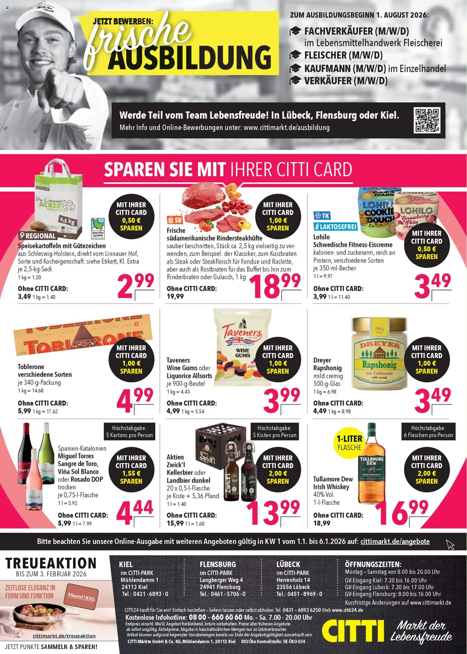 CITTI Markt Prospekt 	 – gültig ab 02.01.2026 | Seite: 19 | Produkte: Rinderbraten, Steak, Fondue, Uhr
