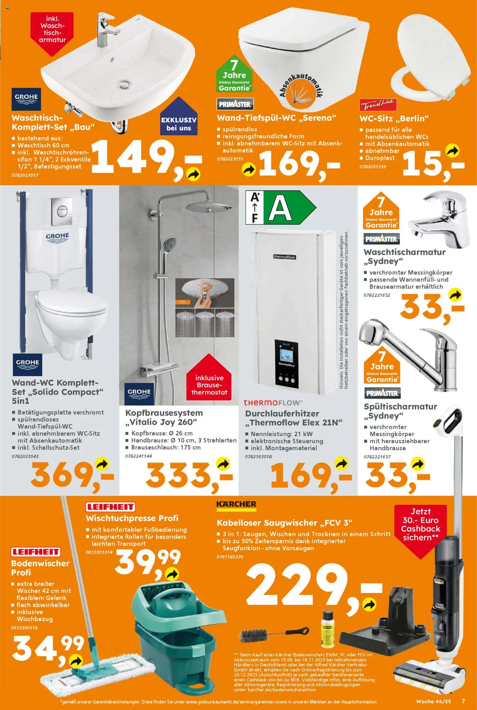 Globus Baumarkt prospekt Saarbrücken	 – gültig ab 10.11.2025 | Seite: 7 | Produkte: Tisch, Armatur, Waschtisch