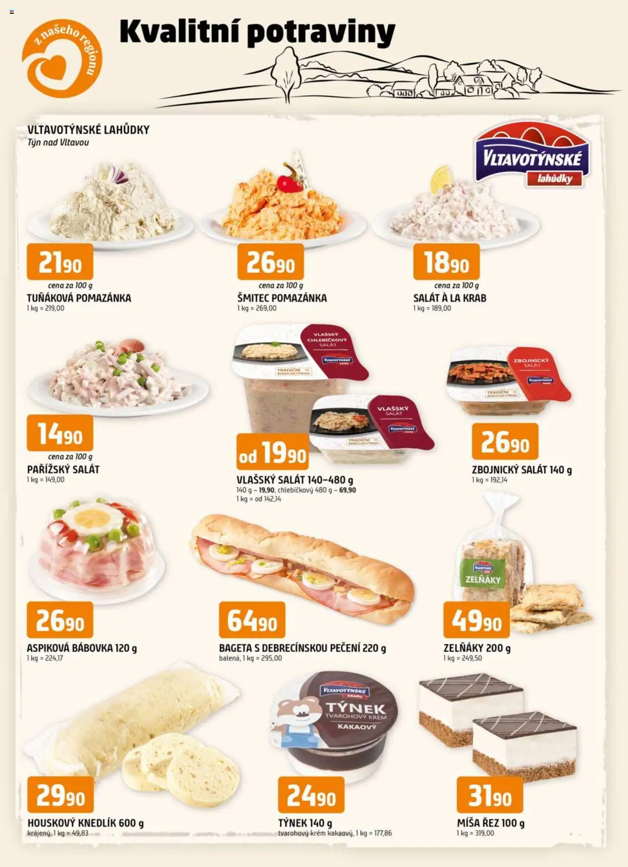 Trefa leták od 04.06.2025 | Strana: 4 | Produkty: Tuňáková pomazánka, Krém, Salát, Bábovka