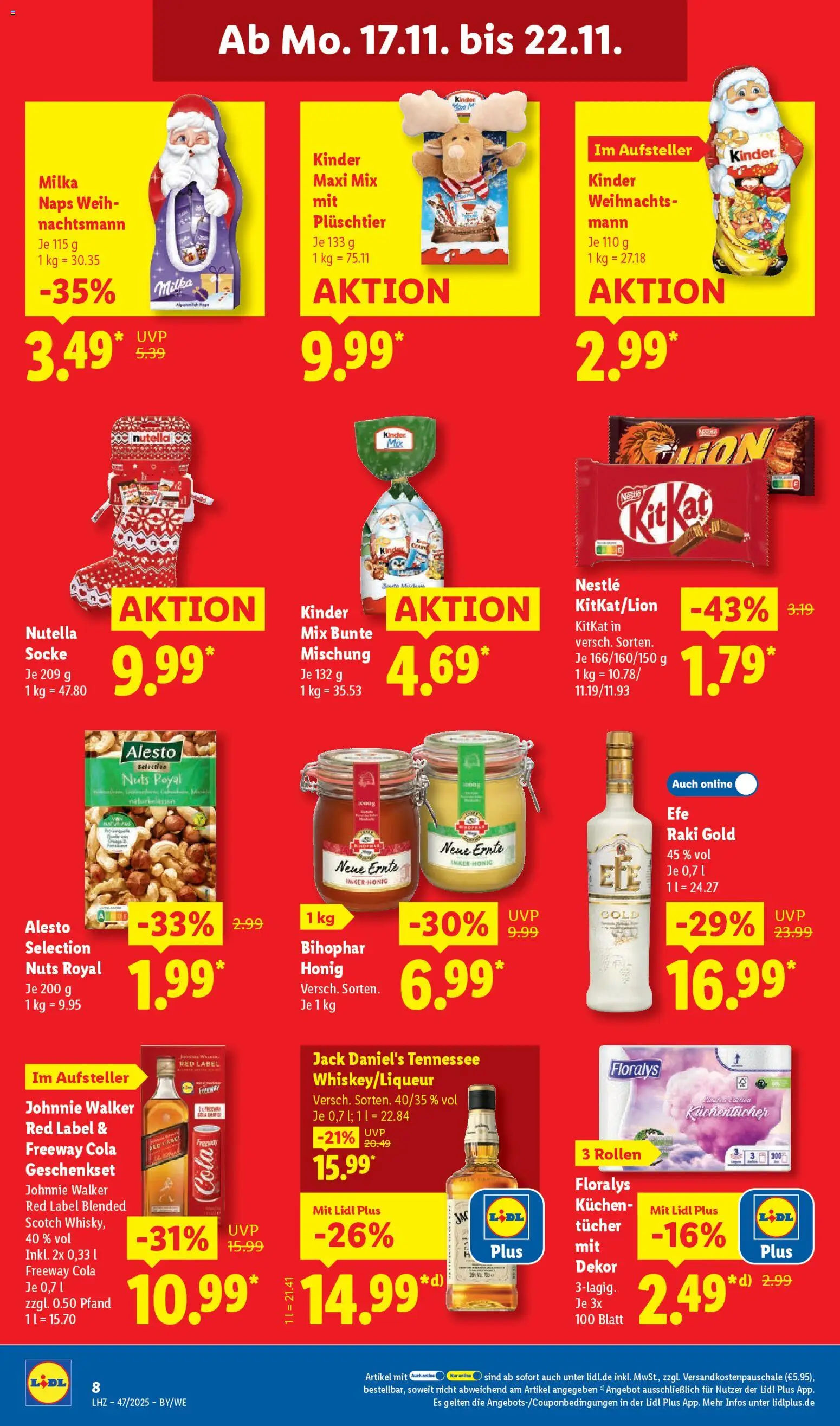 Lidl Prospekt Aarbergen – gültig ab 17.11.2025 | Seite: 16 | Produkte: Cola, Milka, Nutella, Johnnie walker