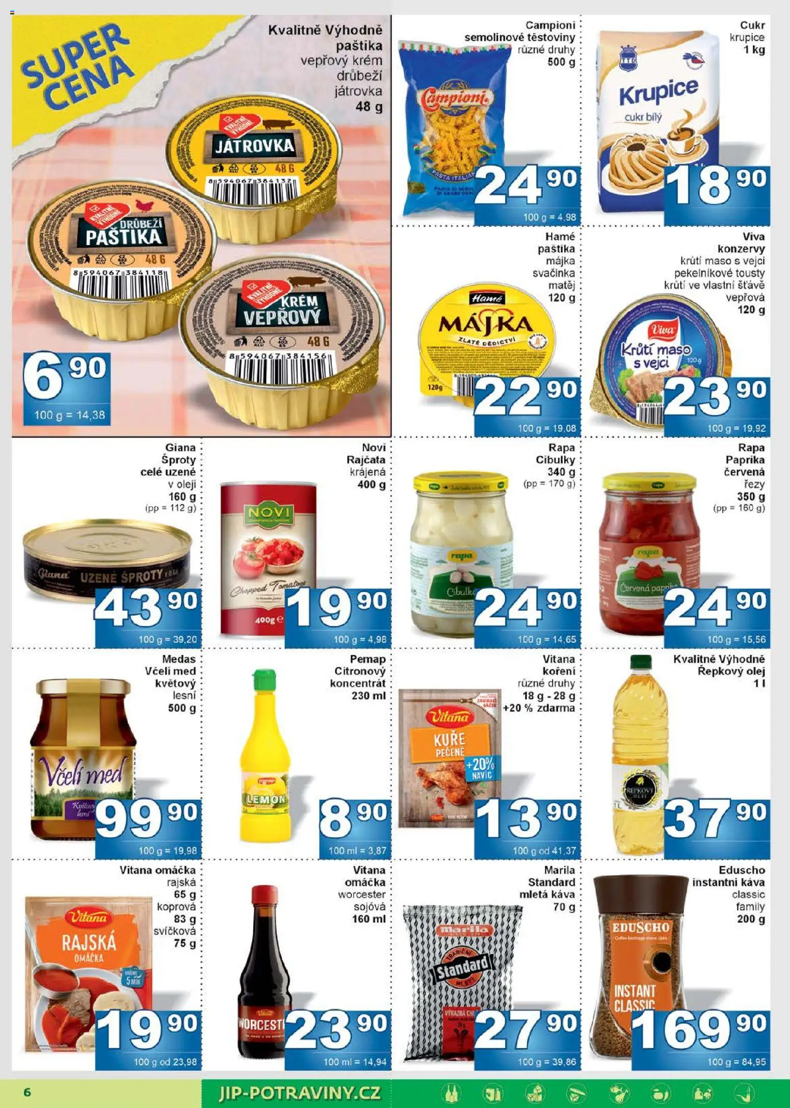Jip leták od 14.01.2026 | Strana: 6 | Produkty: Káva, Rajčata, Cukr, Mletá káva