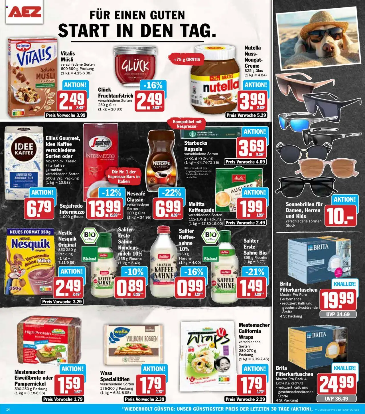 AEZ Prospekt 	 - gültig ab dem 11.08.2025 | Seite: 14 | Produkte: Kaffeepads, Idee kaffee, Starbucks, Nutella