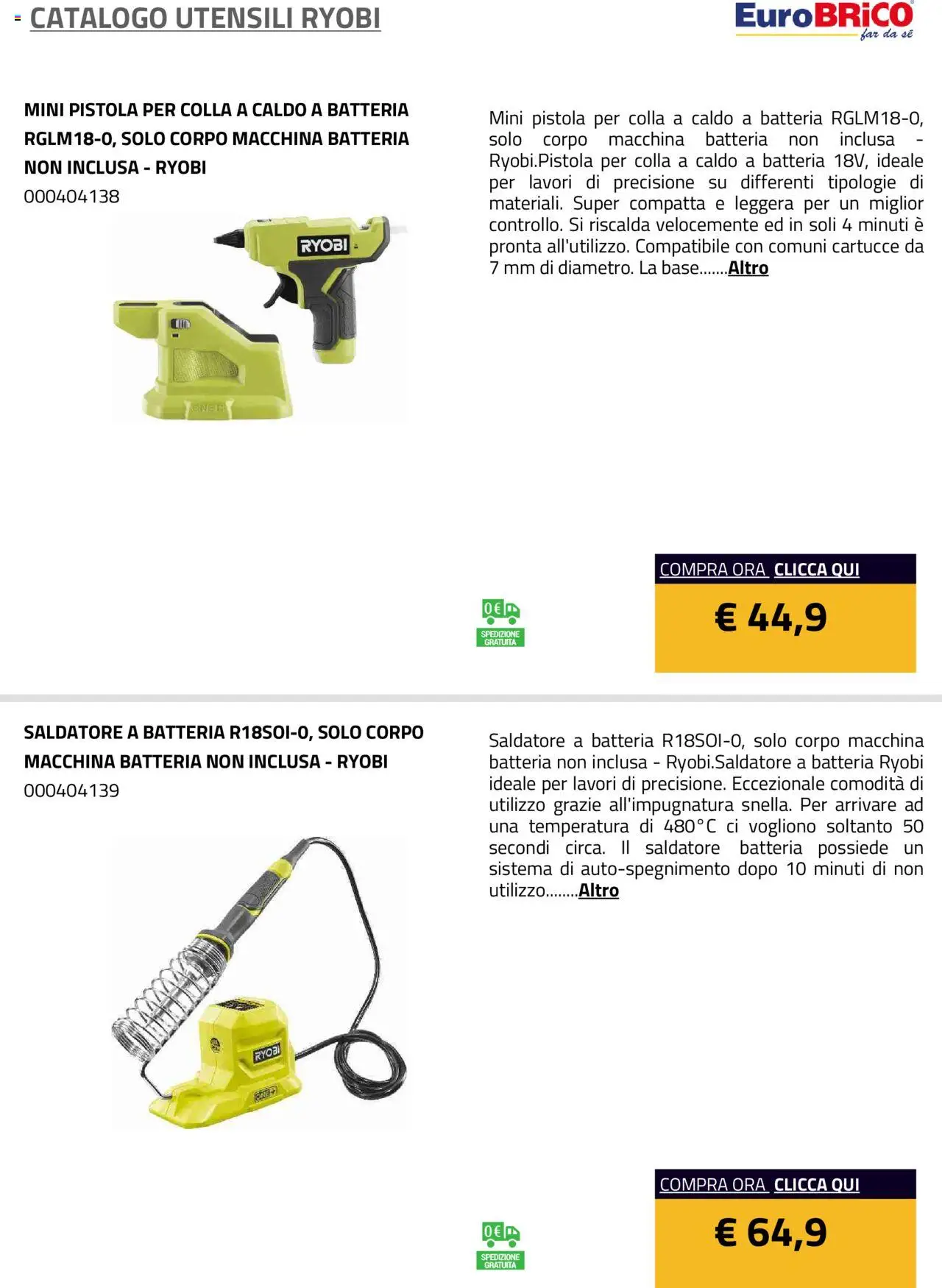 Volantino Eurobrico del 23.07.2025 | Pagina: 44 | Prodotti: Colla, Batteria