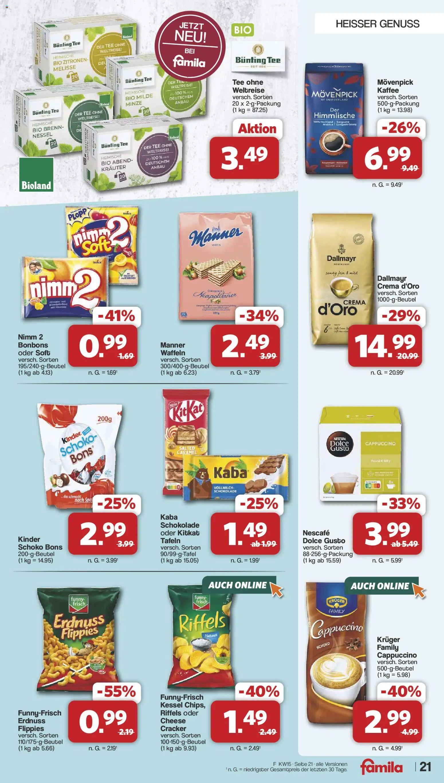 Famila Nordwest Prospekt 	 – gültig ab 07.04.2026 | Seite: 21 | Produkte: Schokolade, Funny frisch, Tür, Movenpick kaffee