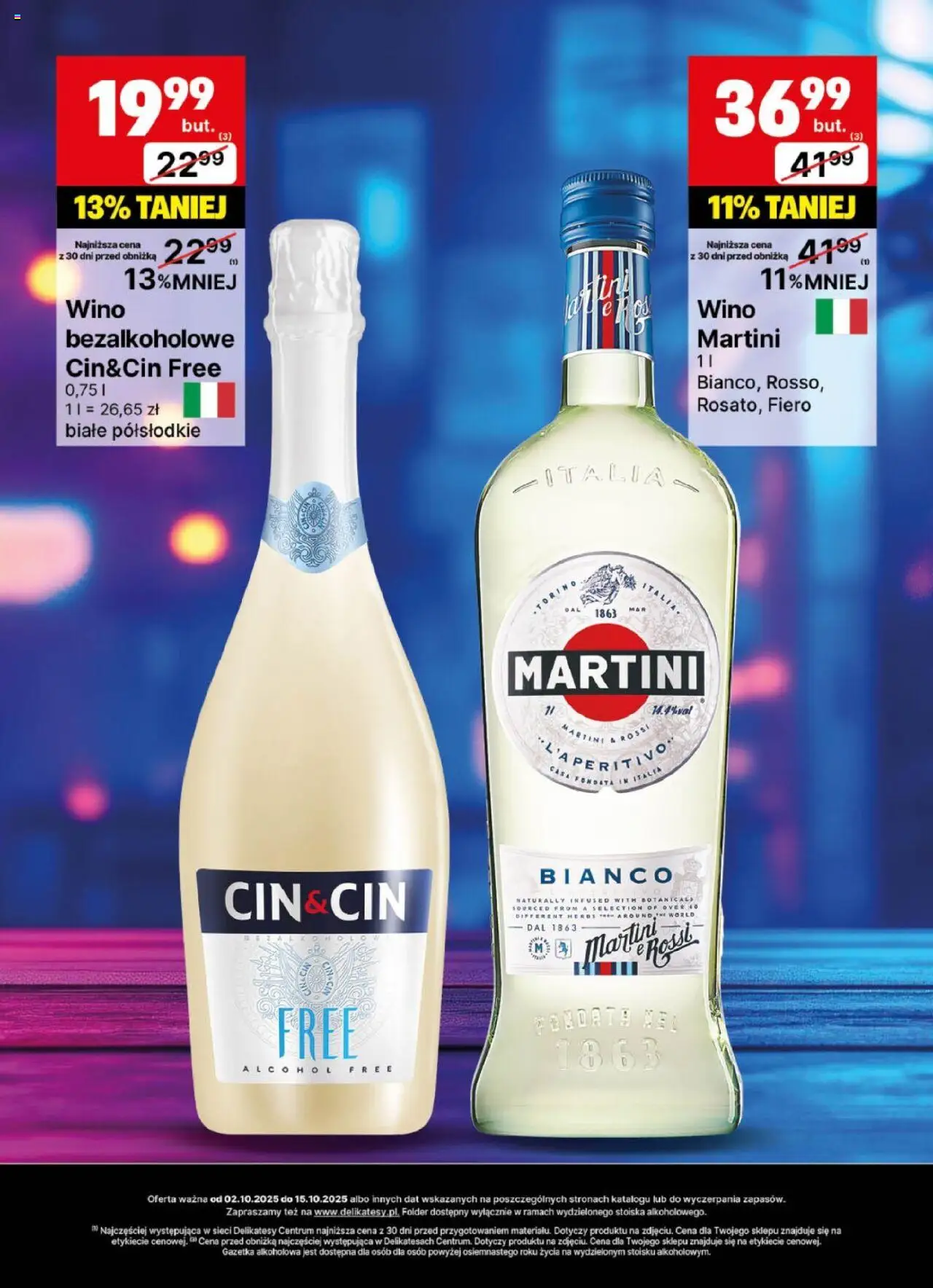 Delikatesy Centrum Gazetka - DeliBarek od 02.10.2025 | Strona: 6 | Produkty: Martini, Wino bezalkoholowe, Delikatesy, Cin&cin bianco