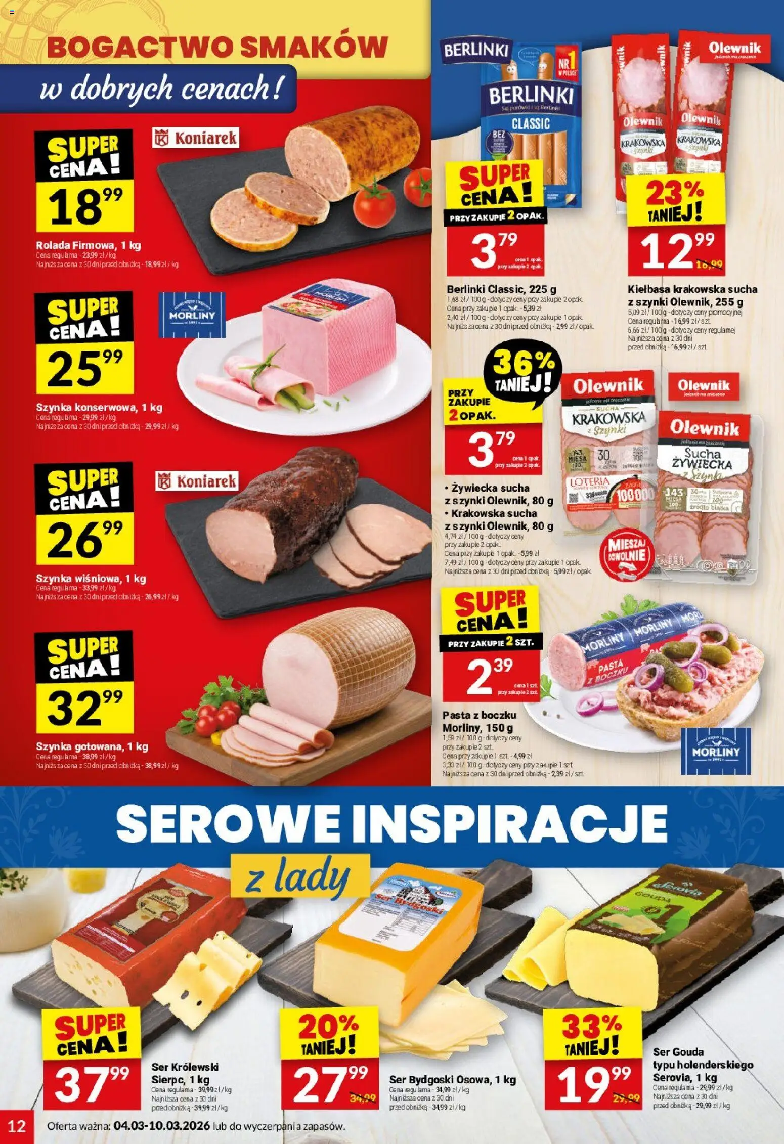 Twój Market gazetka od 04.03.2026 | Strona: 12 | Produkty: Parówki, Szynka, Ser, Ser gouda