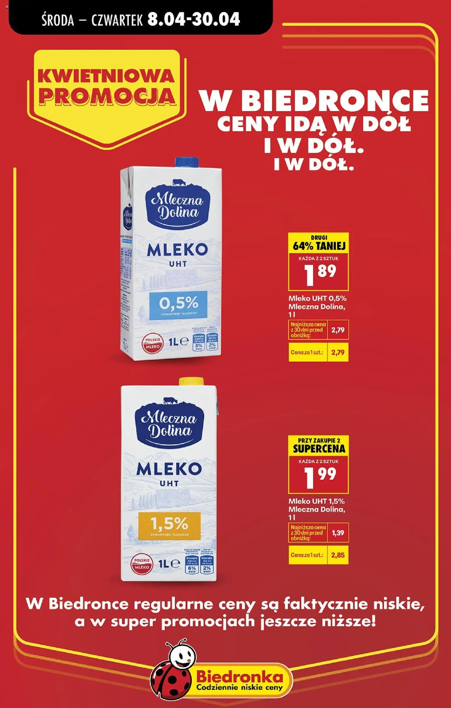 Biedronka gazetka - Kwietniowa promocja od 08.04.2026 | Strona: 4 | Produkty: Mleko