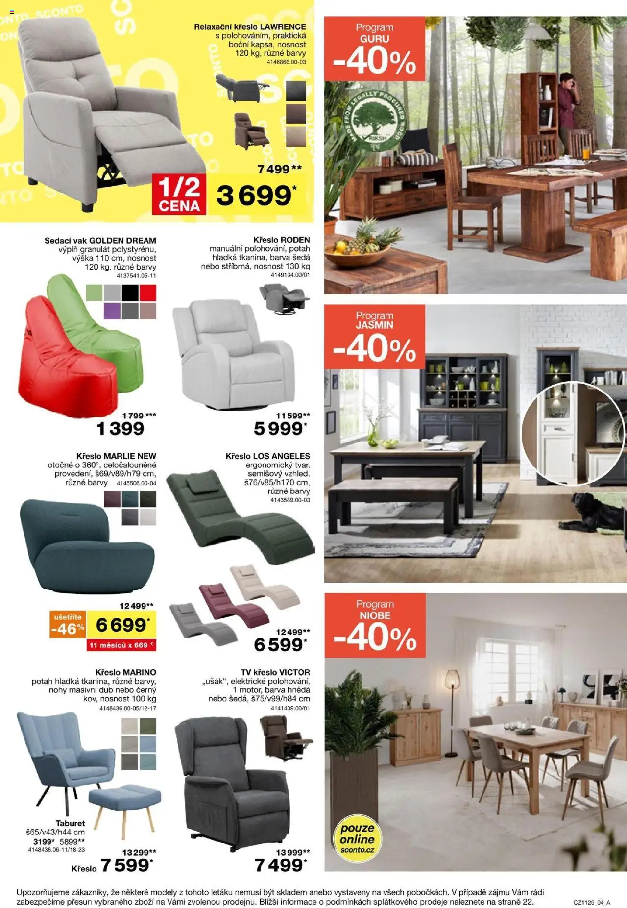 Sconto nábytek leták od 27.08.2025 | Strana: 4 | Produkty: Sedací vak, Taburet, Křeslo, Modely