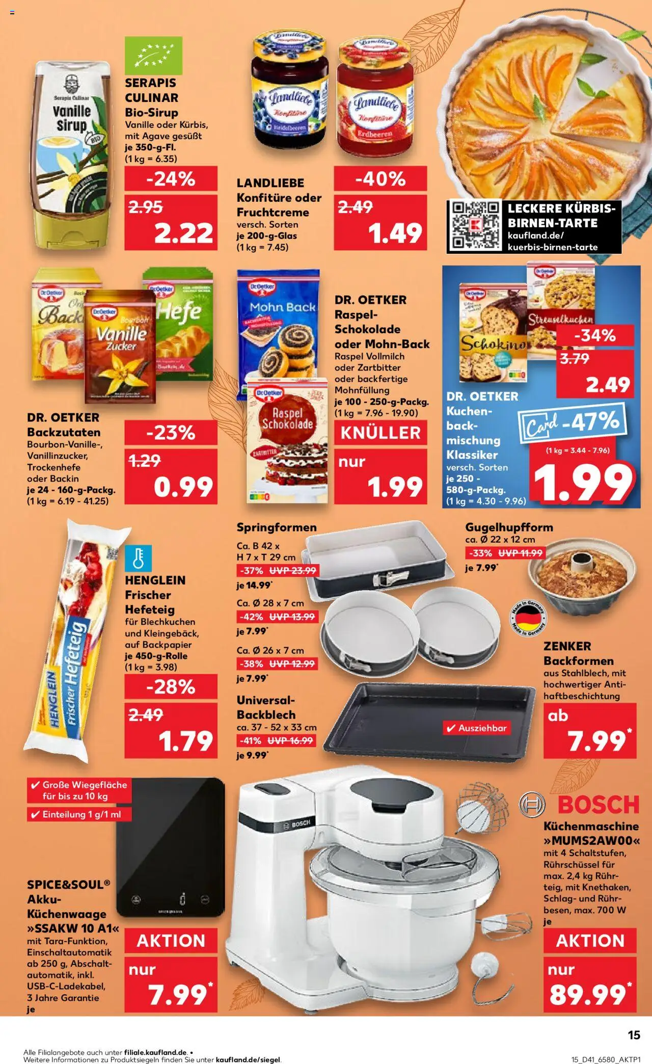 Kaufland prospekt Kiel	 – gültig ab 09.10.2025 | Seite: 15 | Produkte: Schokolade, Kürbis, Kuchen, Erdbeeren